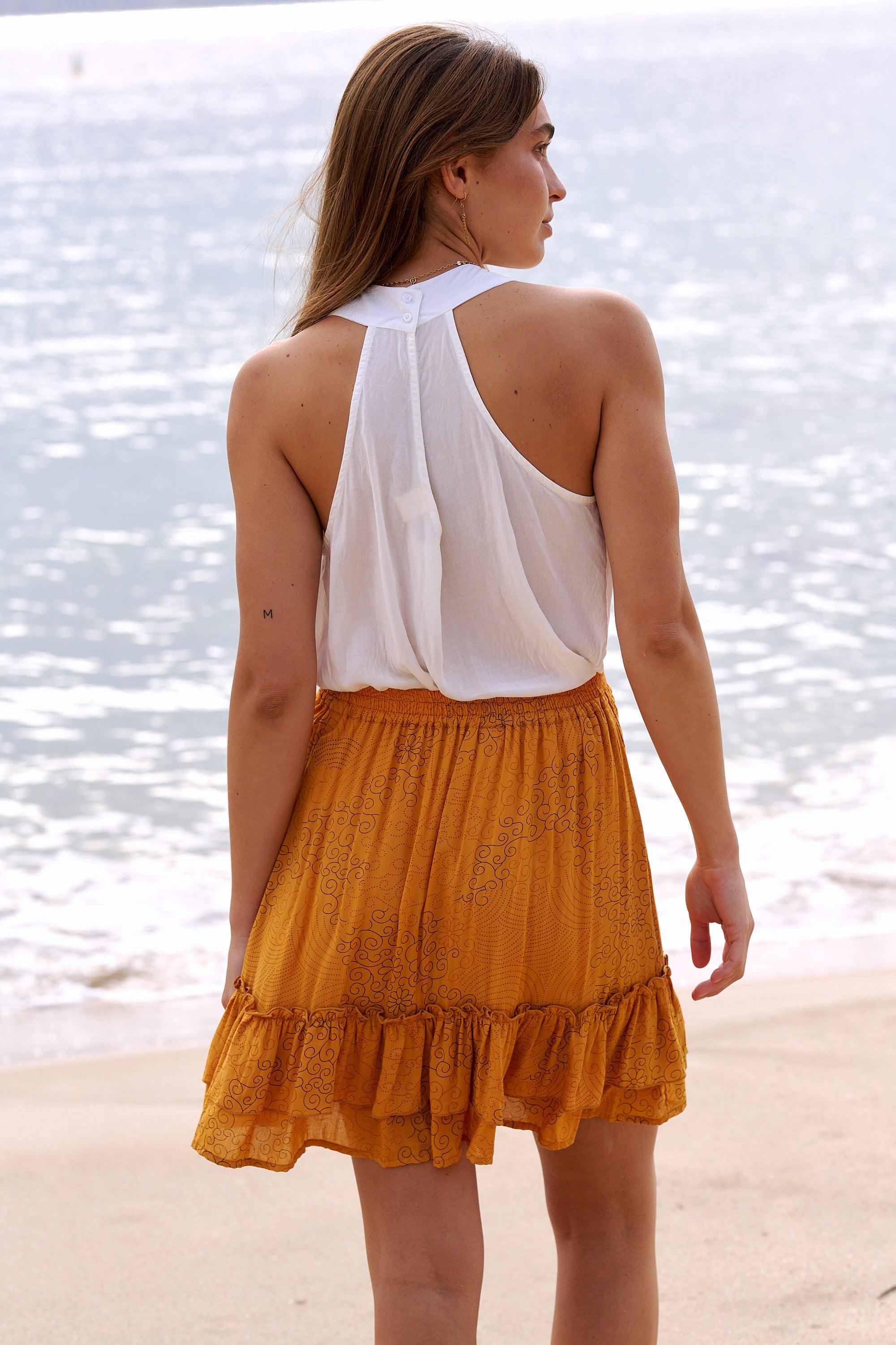 Billie Layered Mini Skirt ~ Burnt Orange