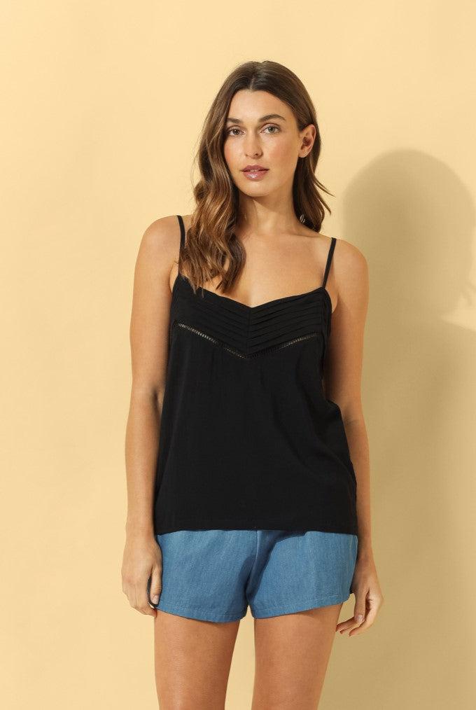 Celia Lace Trim Camisole ~ Black