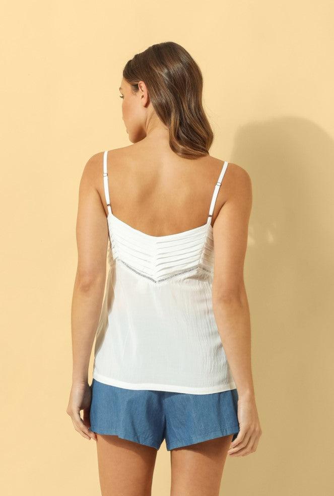 Celia Lace Trim Camisole ~ White