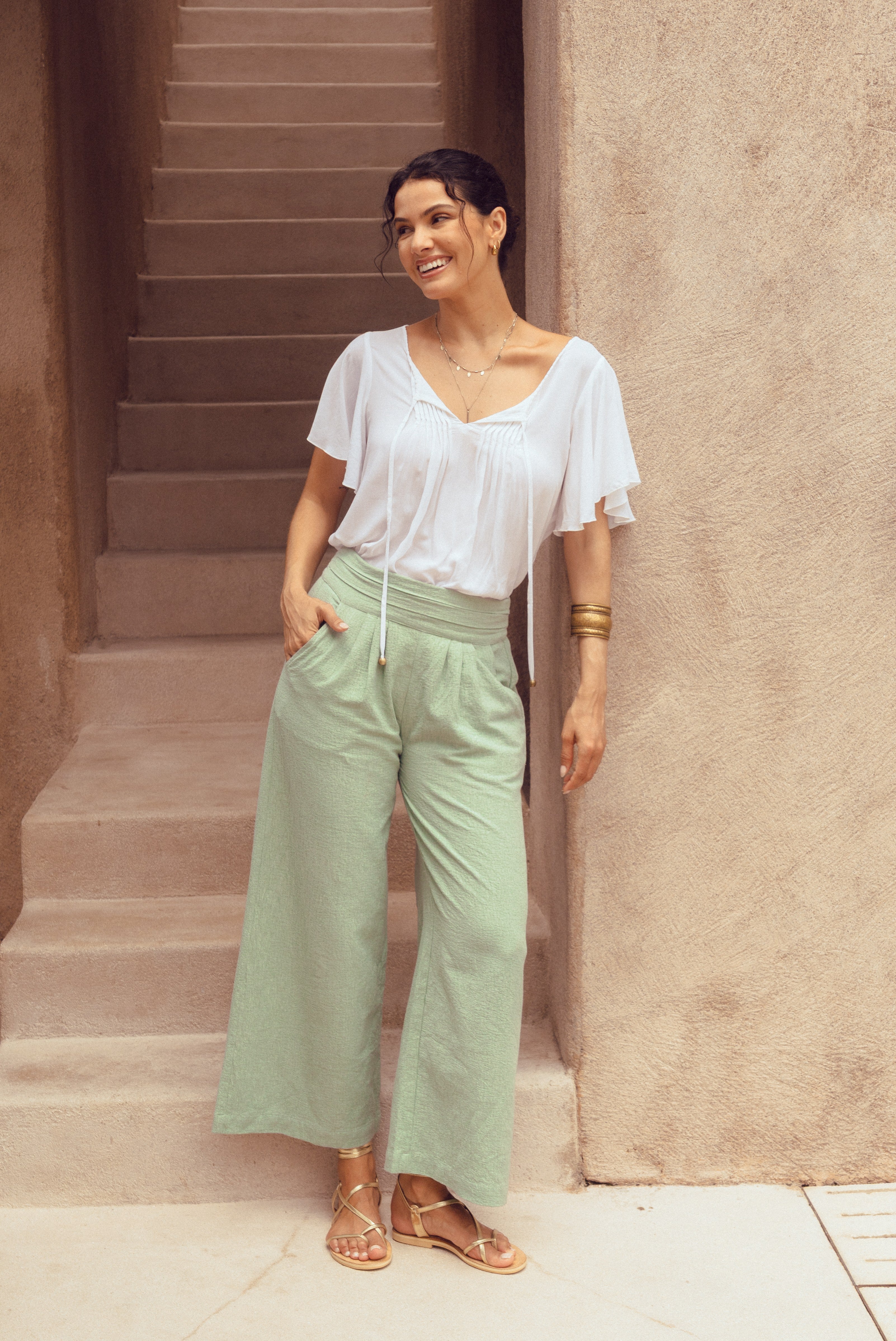 Coco Cotton-Linen Pants ~ Sage