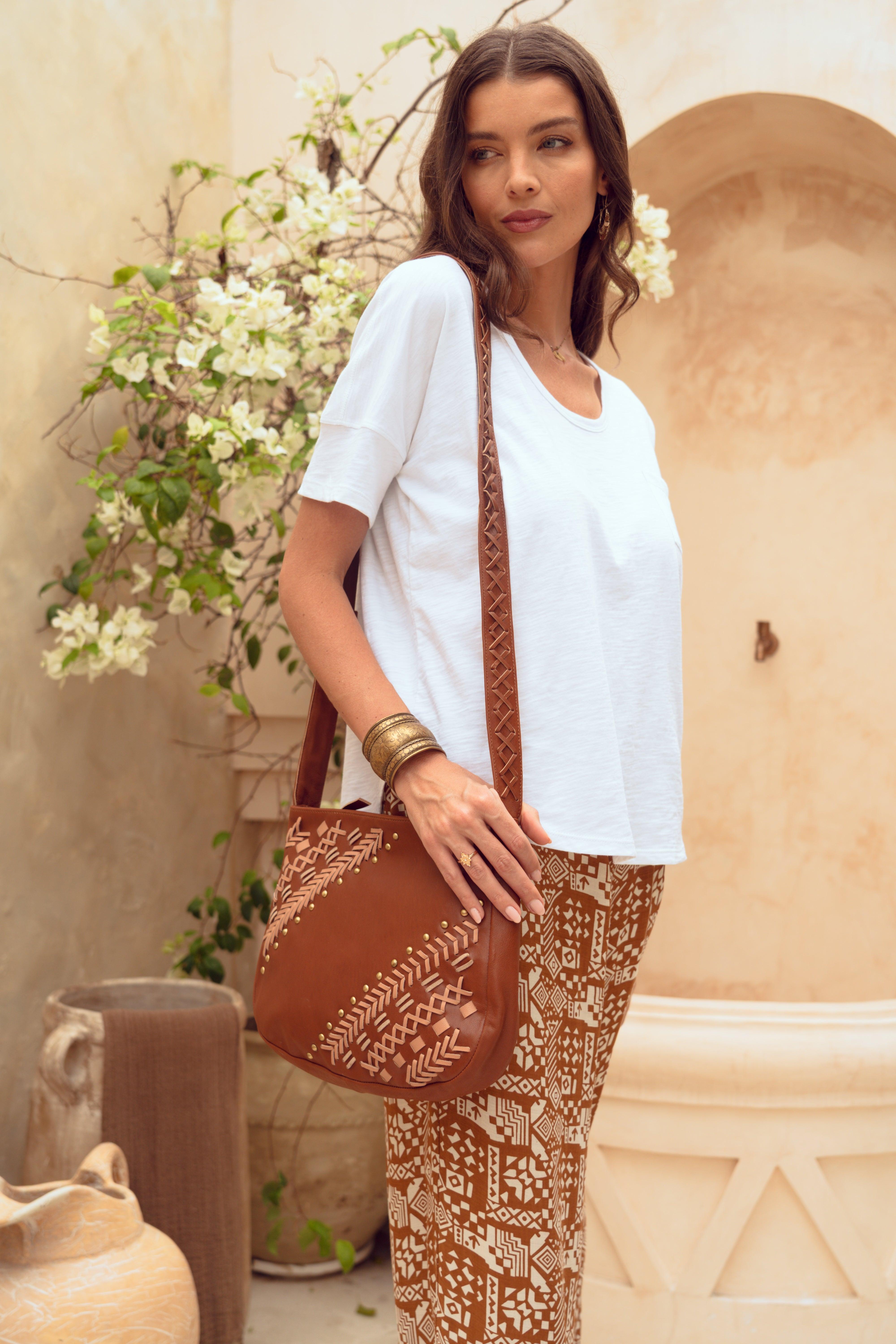 Zenya 100% Leather Bag ~ Caramel