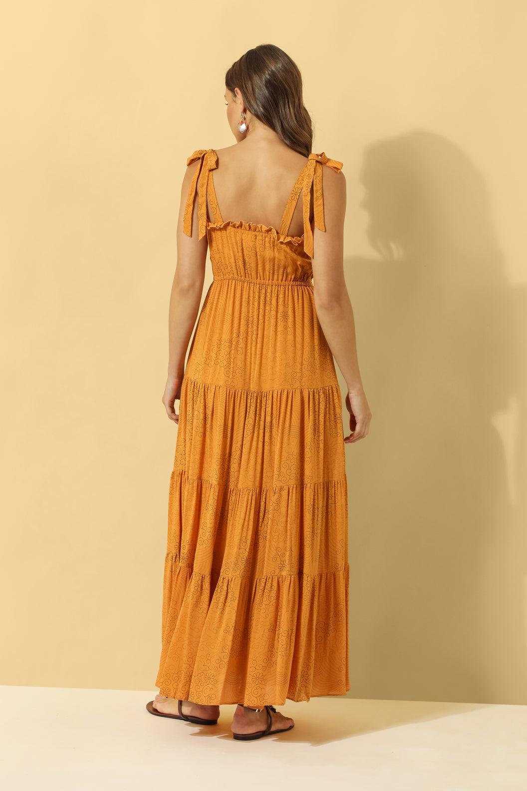 Florence Tiered Maxi Dress ~ Burnt Orange