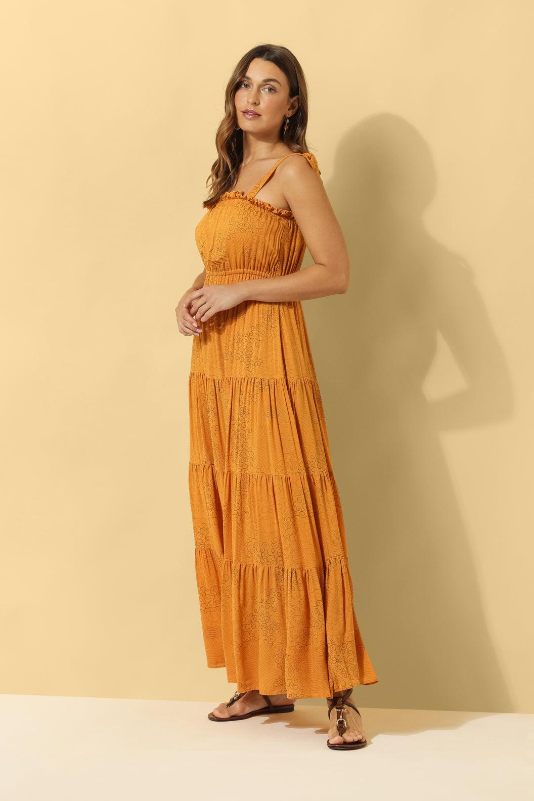 Florence Tiered Maxi Dress ~ Burnt Orange