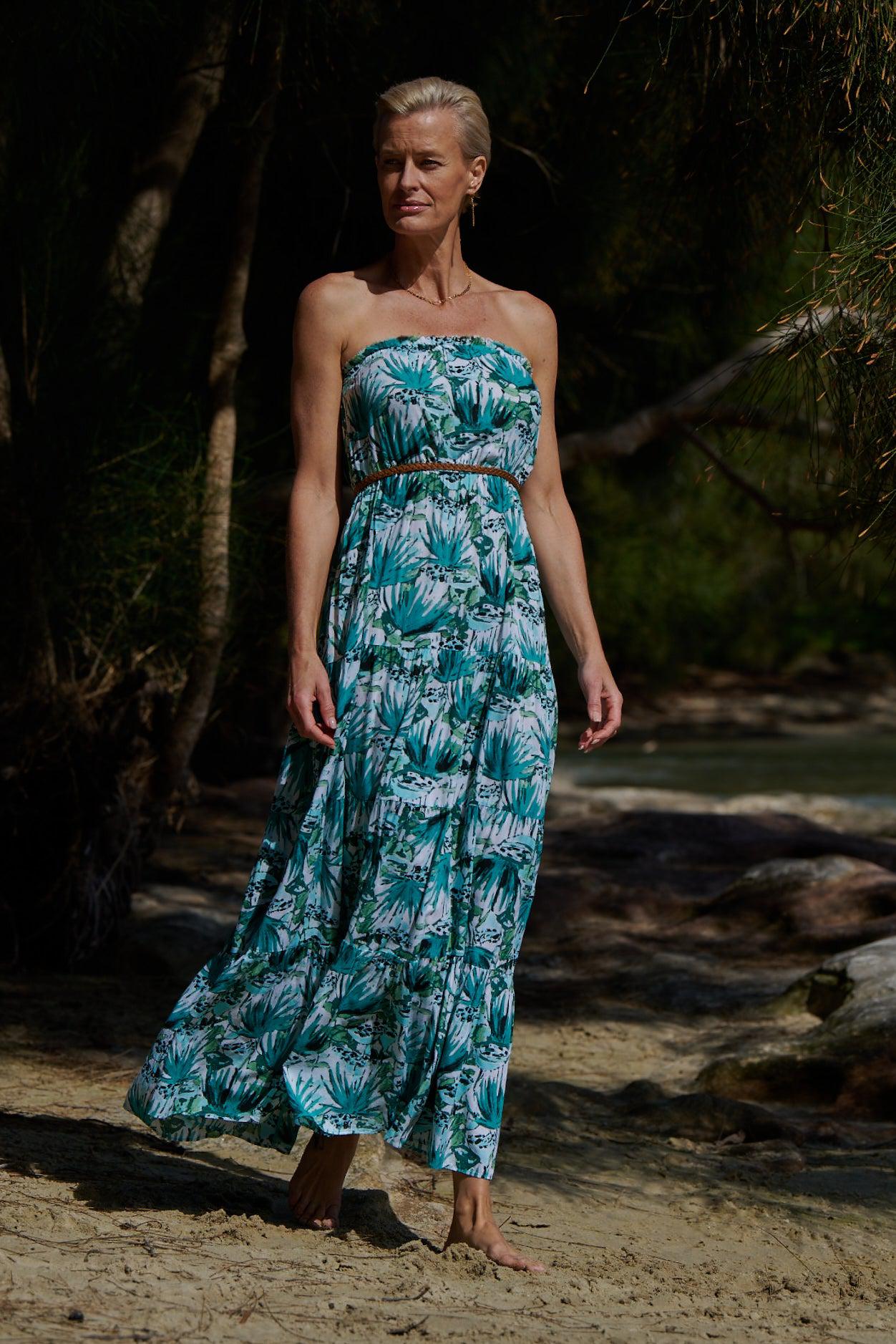 Florence Strapless Dress ~ Forest Green | SAMPLE