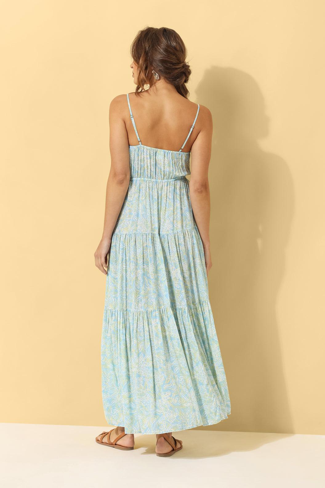 Indie Maxi Dress ~ Aqua Batik