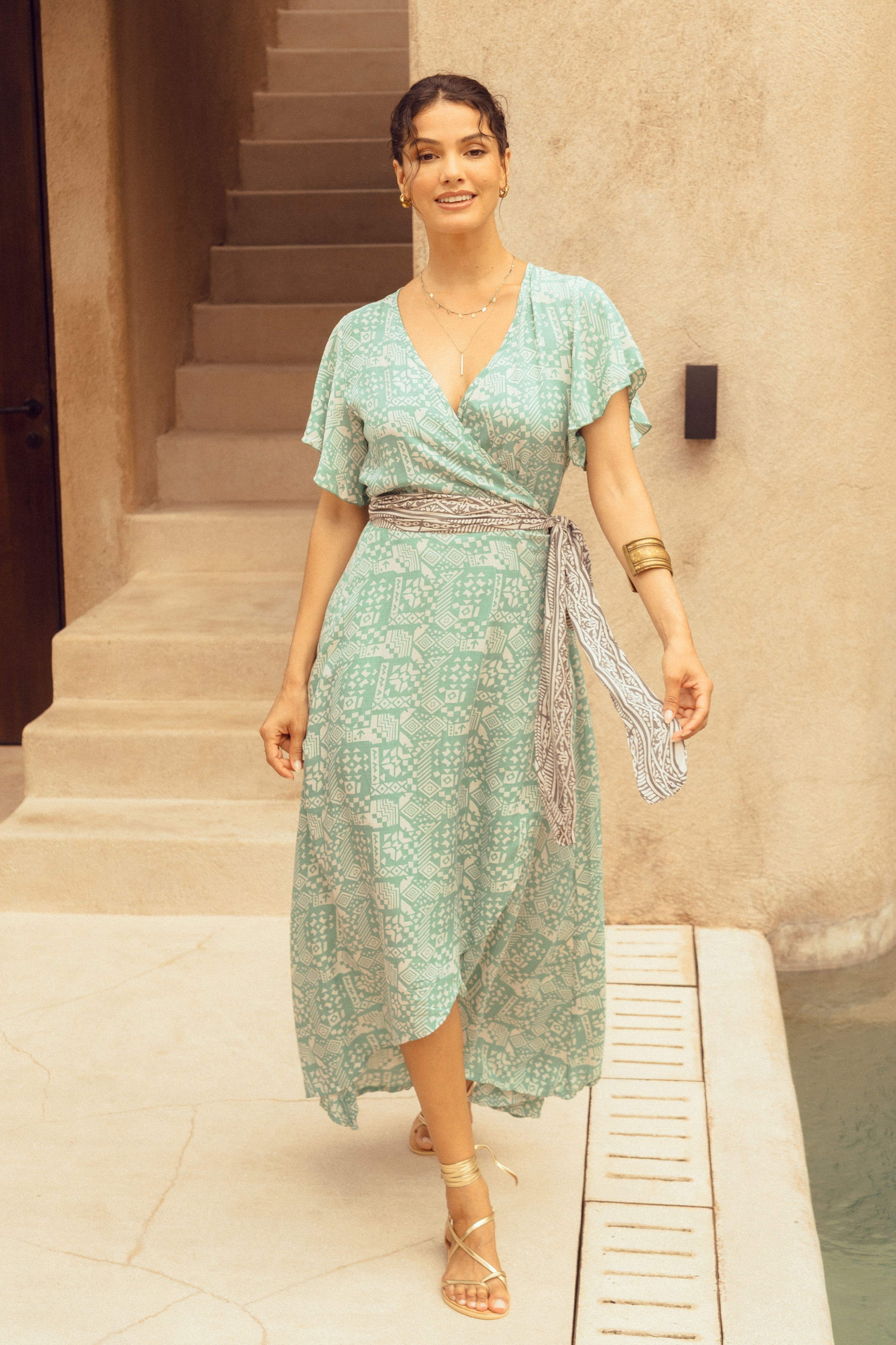 Isabel Maxi Wrap Dress ~ Emerald