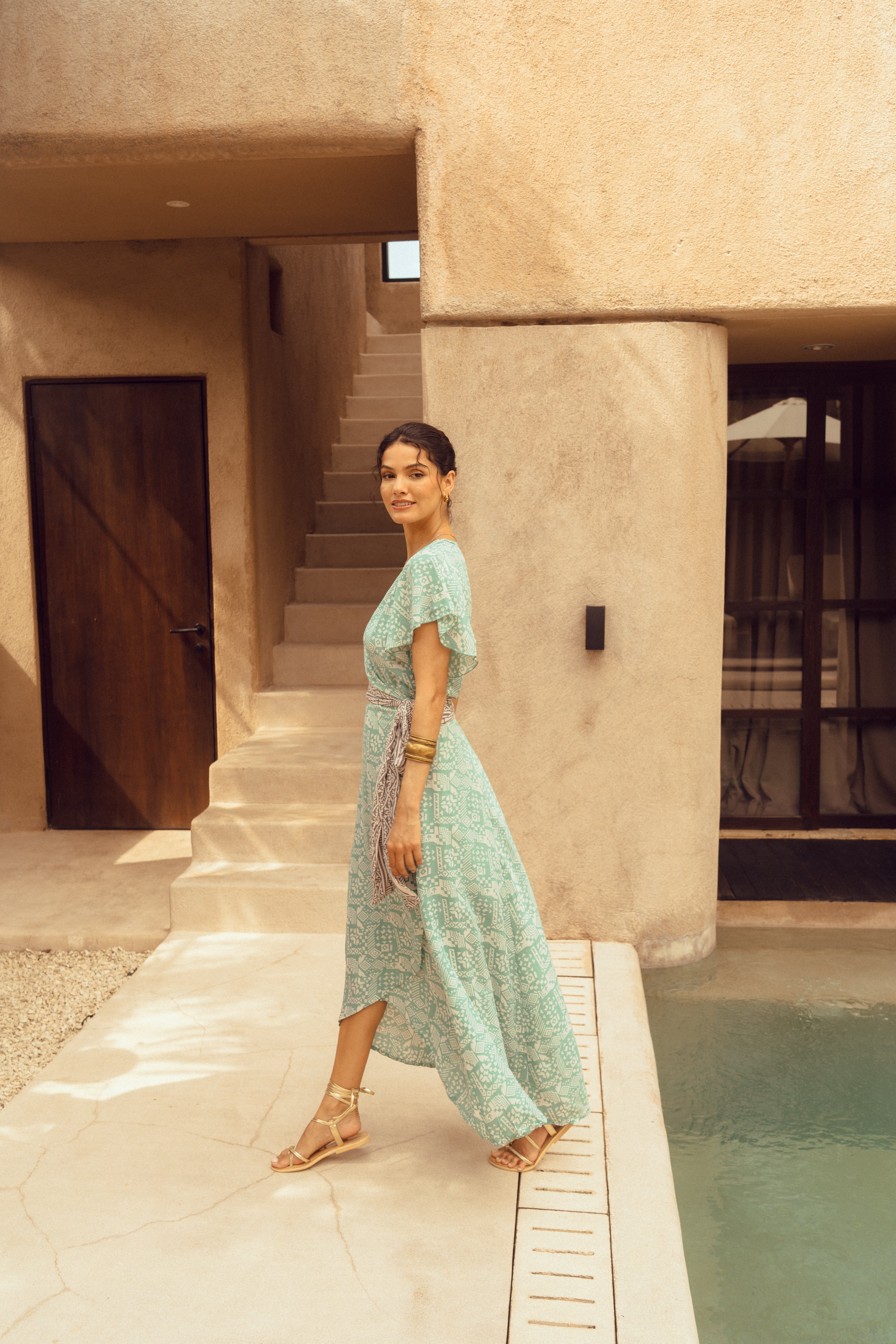 Isabel Maxi Wrap Dress ~ Emerald