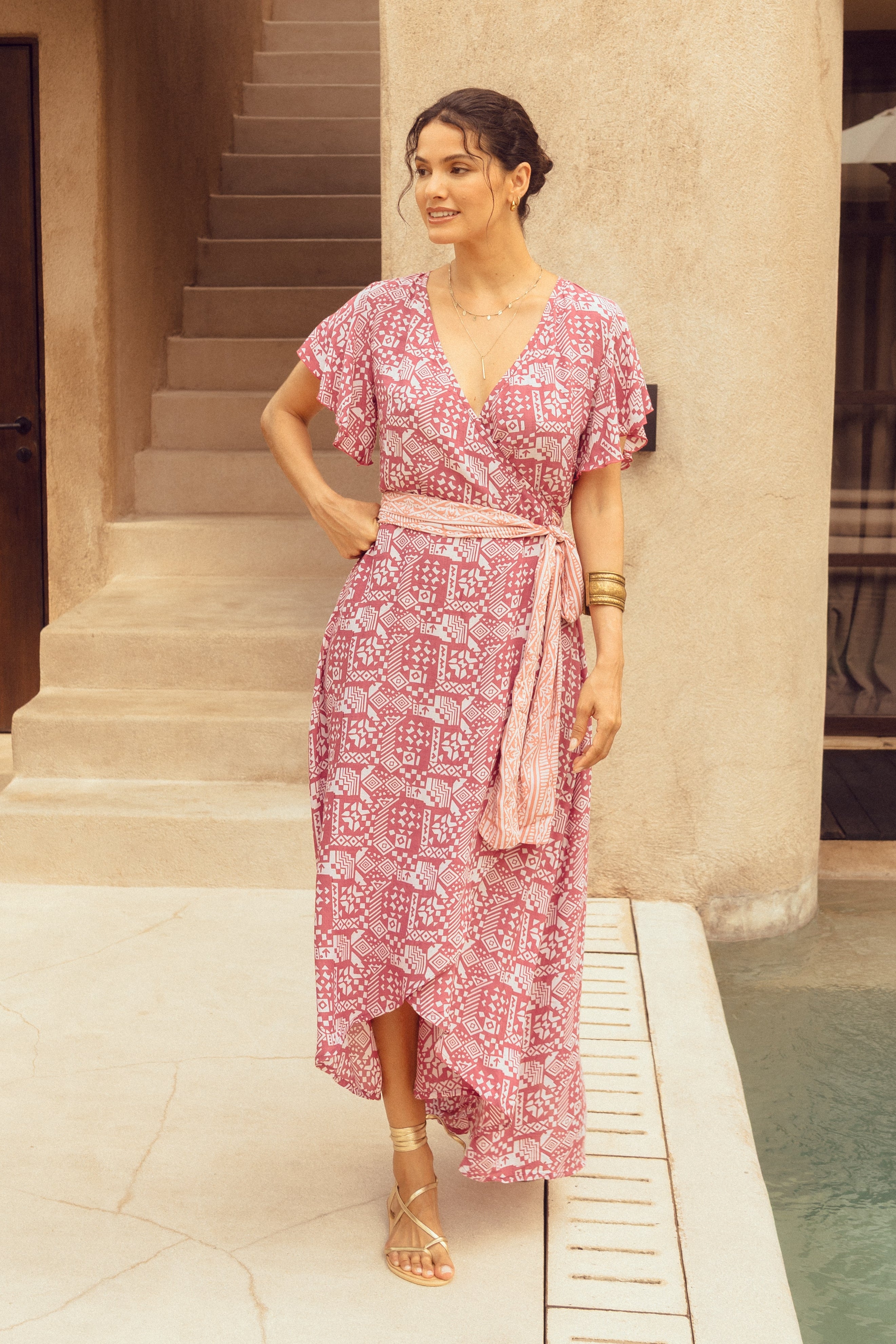 Isabel Maxi Wrap Dress ~ Ruby