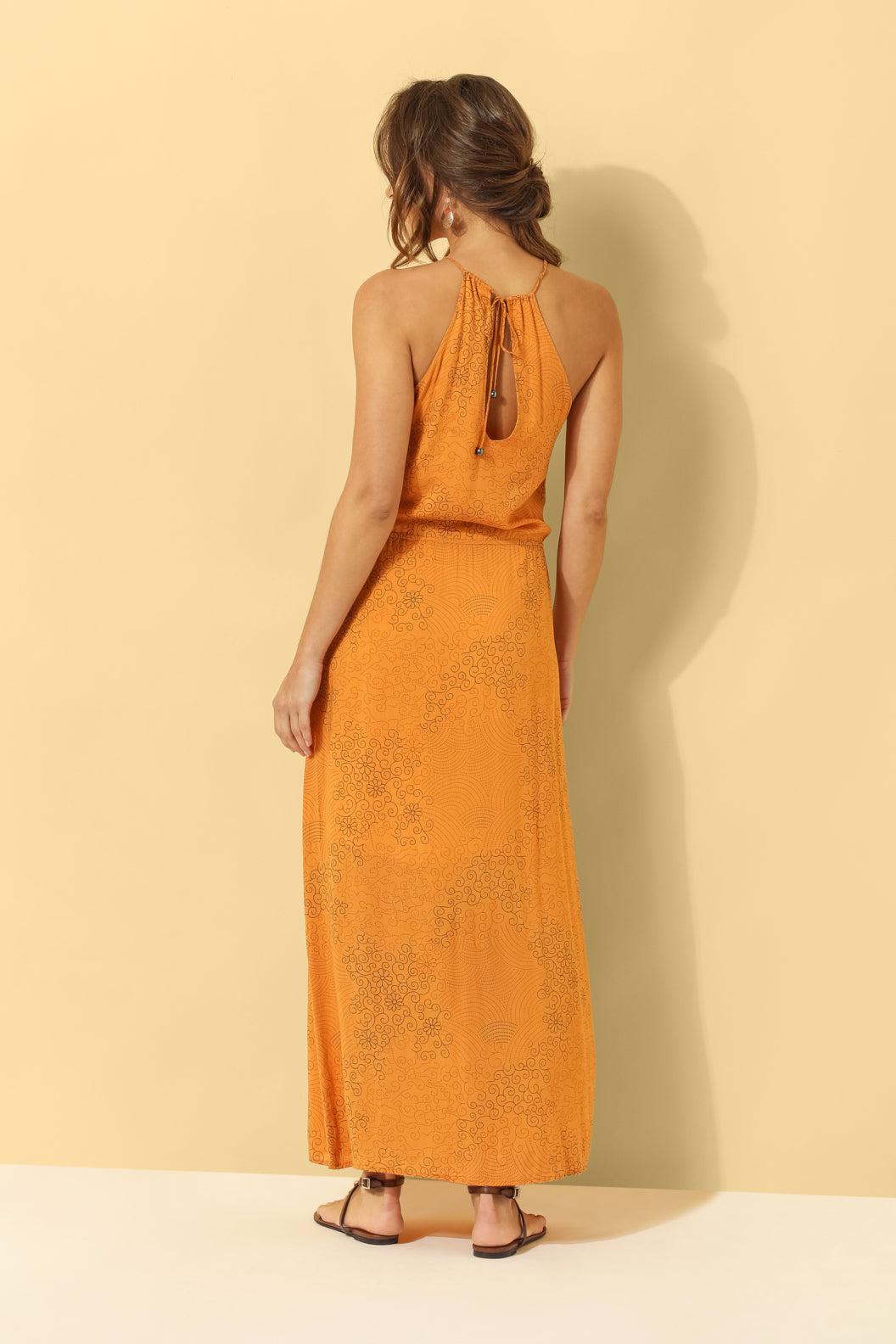 Lyla Drawstring Dress ~ Burnt Orange