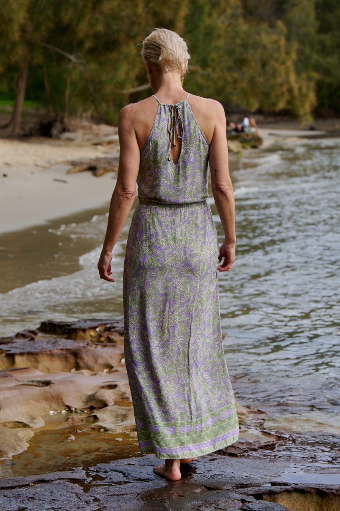 Lyla Drawstring Dress ~ Sage & Lavendar Batik