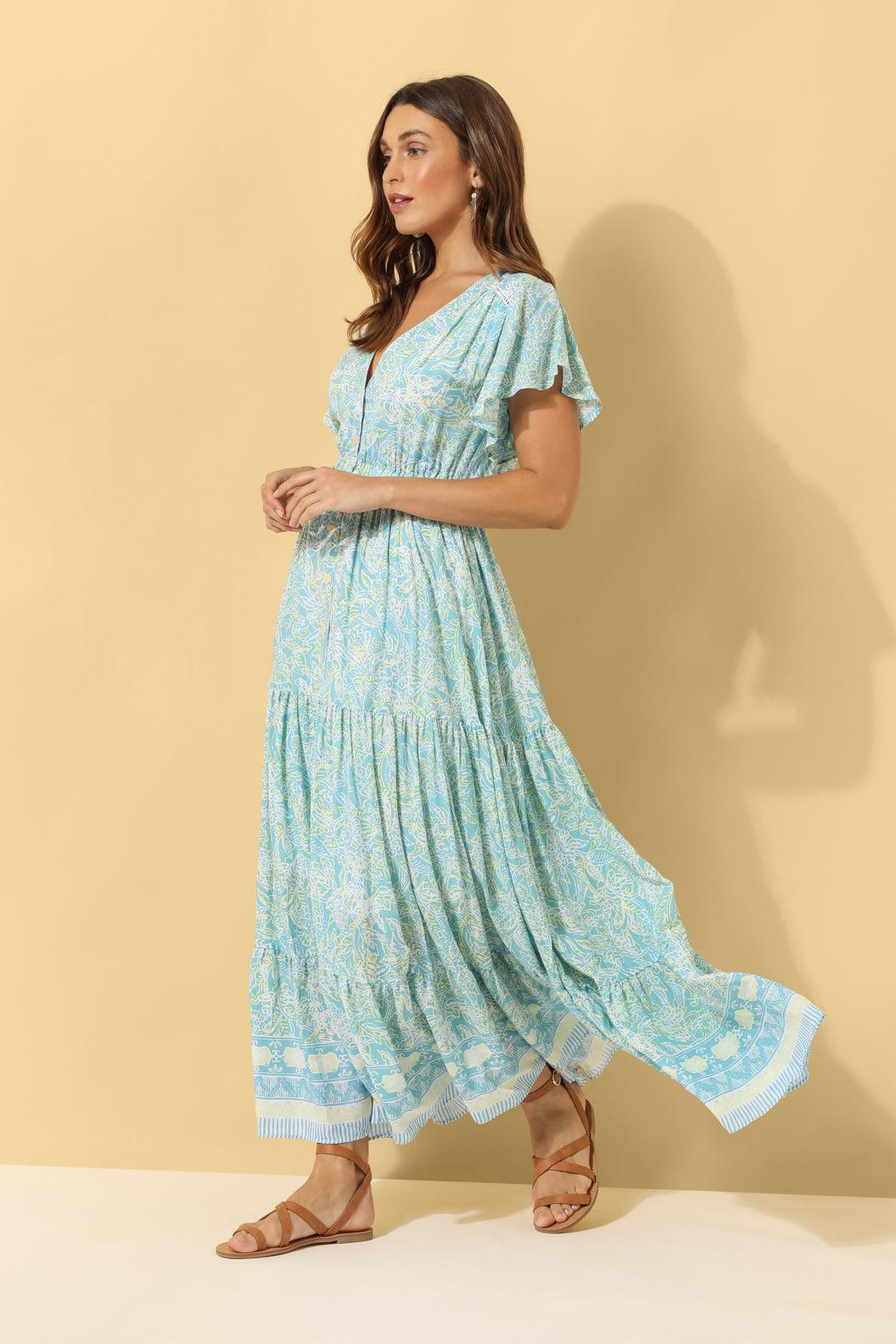 Margo Maxi Dress ~ Aqua Batik