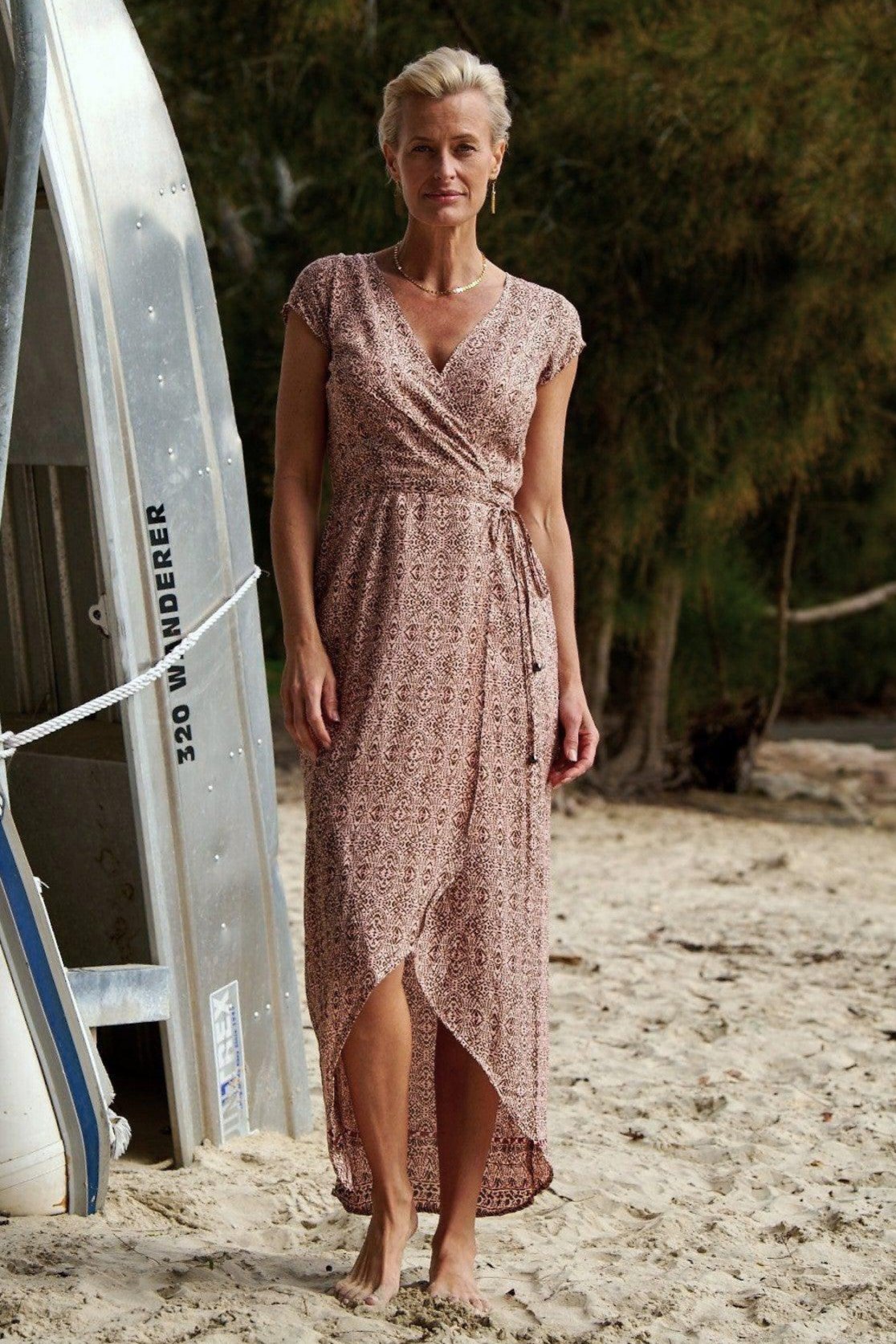 Mila Wrap Dress ~ Coral