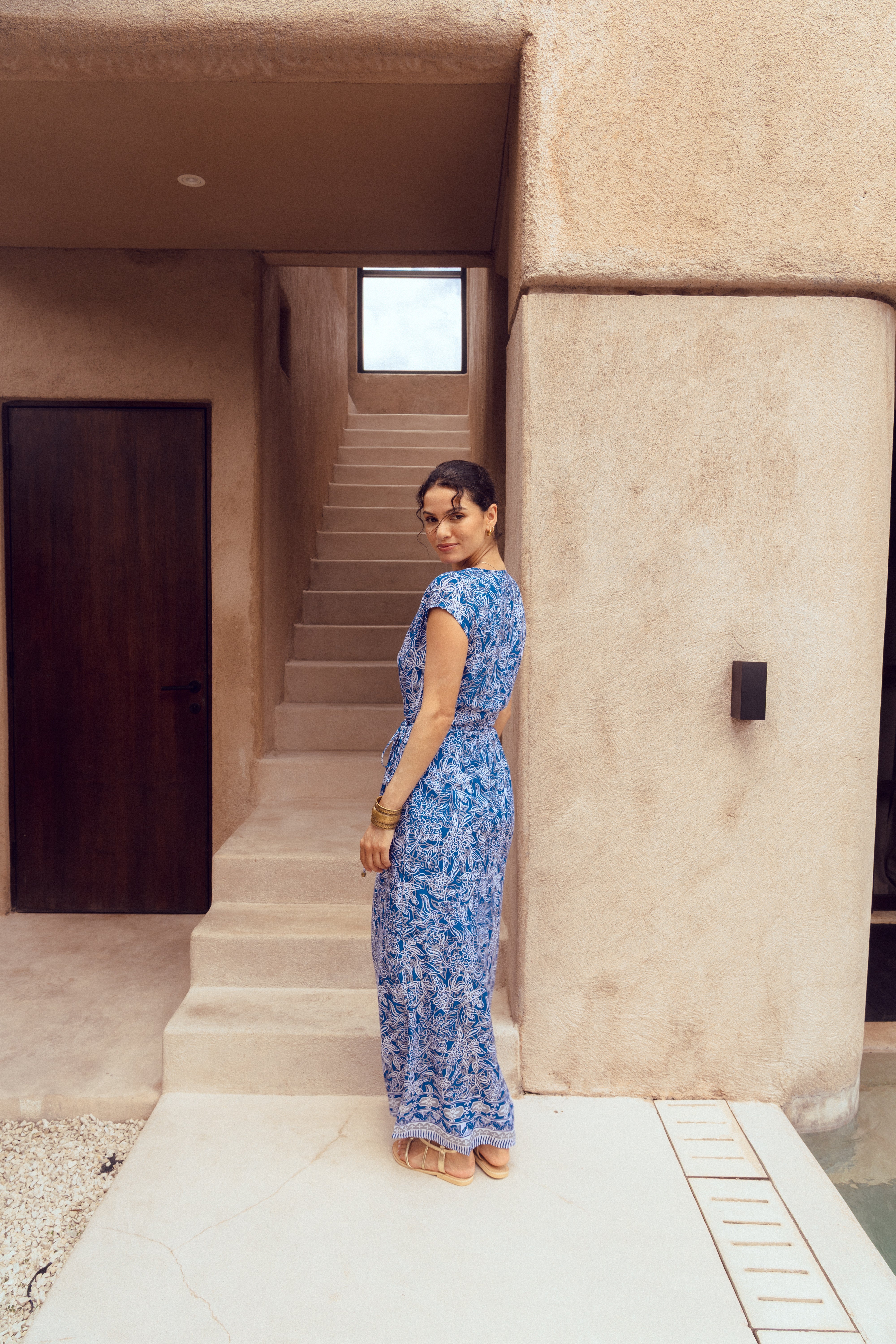 Mila Wrap Dress ~ Navy & White