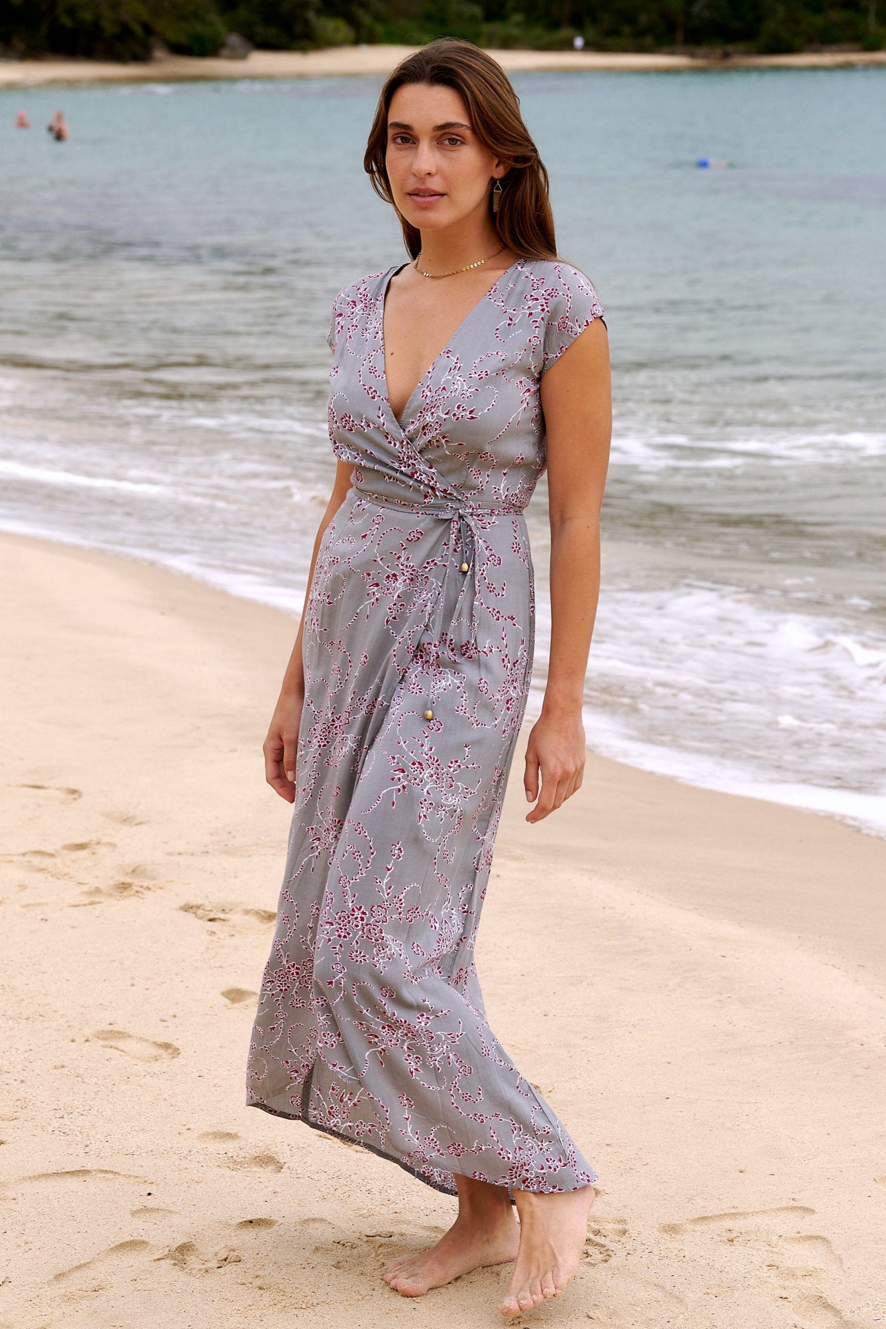 Mila Wrap Dress ~ Slate & Magenta