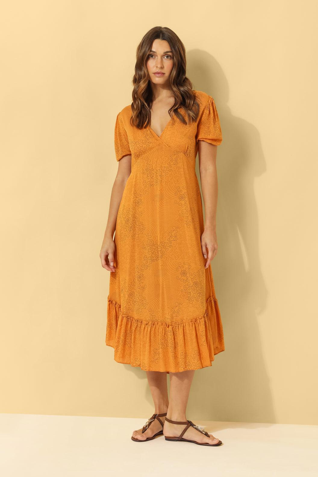 Noa Tie Back Dress ~ Burnt Orange