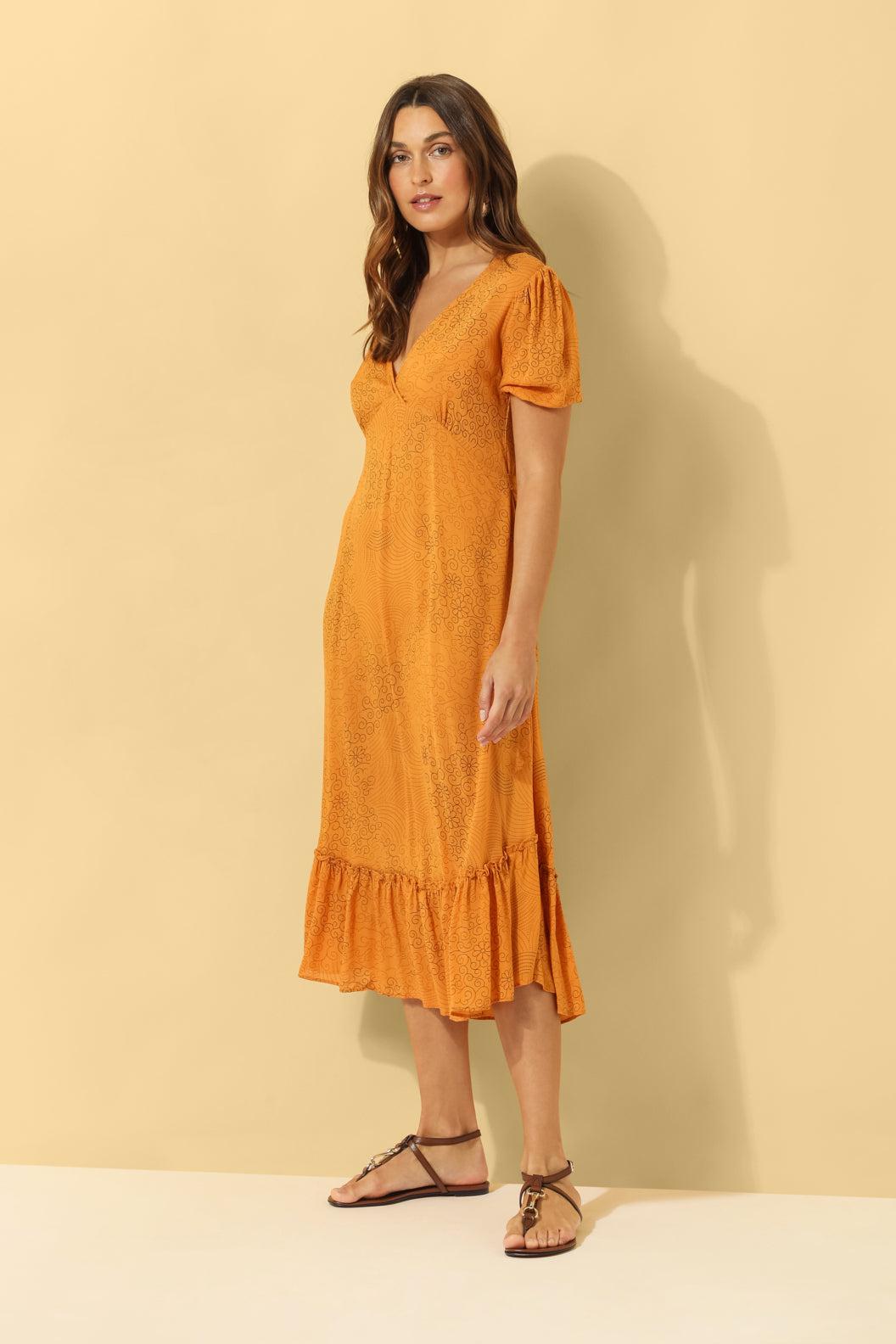 Noa Tie Back Dress ~ Burnt Orange