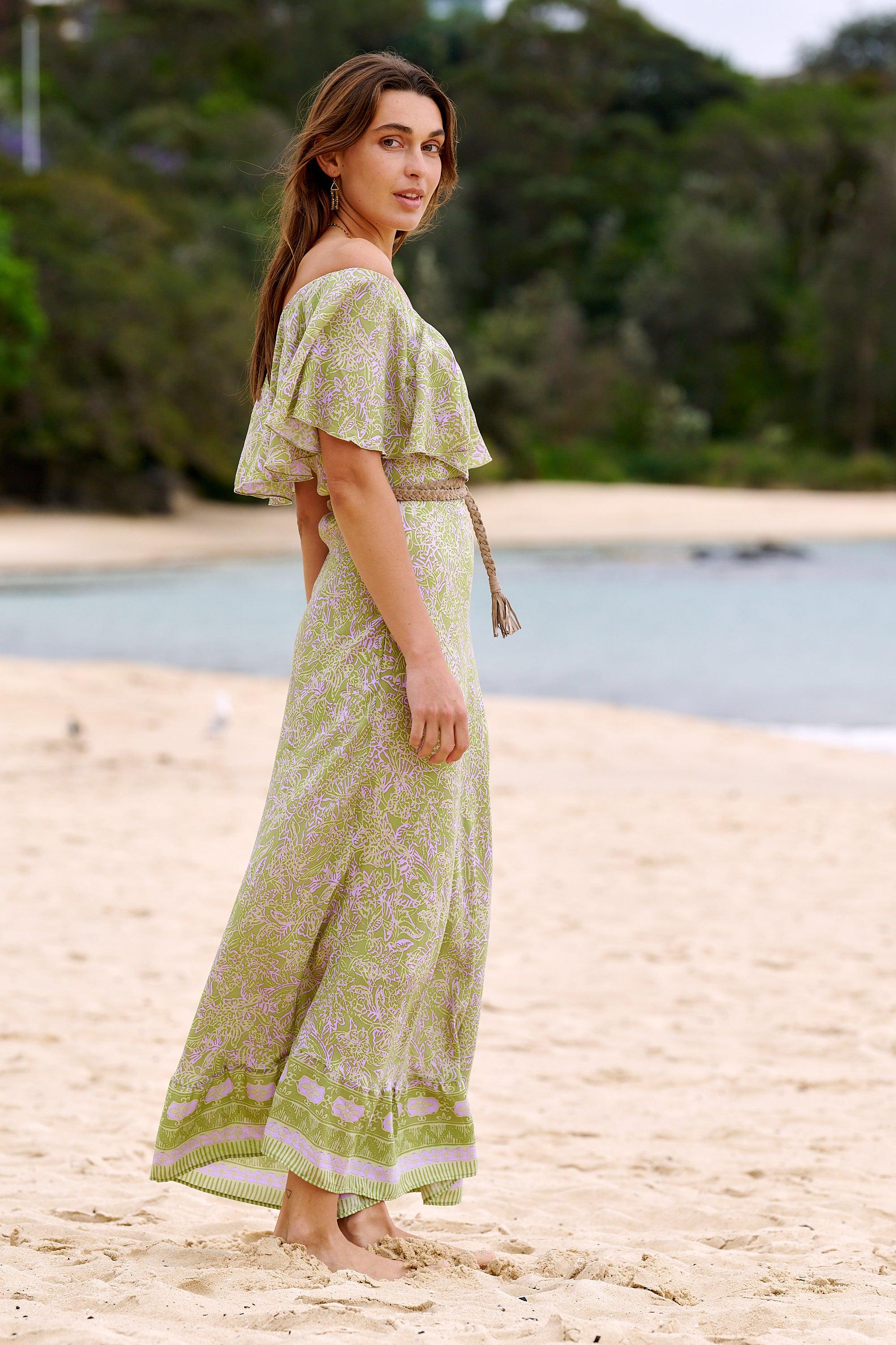 Stella Off The Shoulder Maxi Dress ~ Sage & Lavender