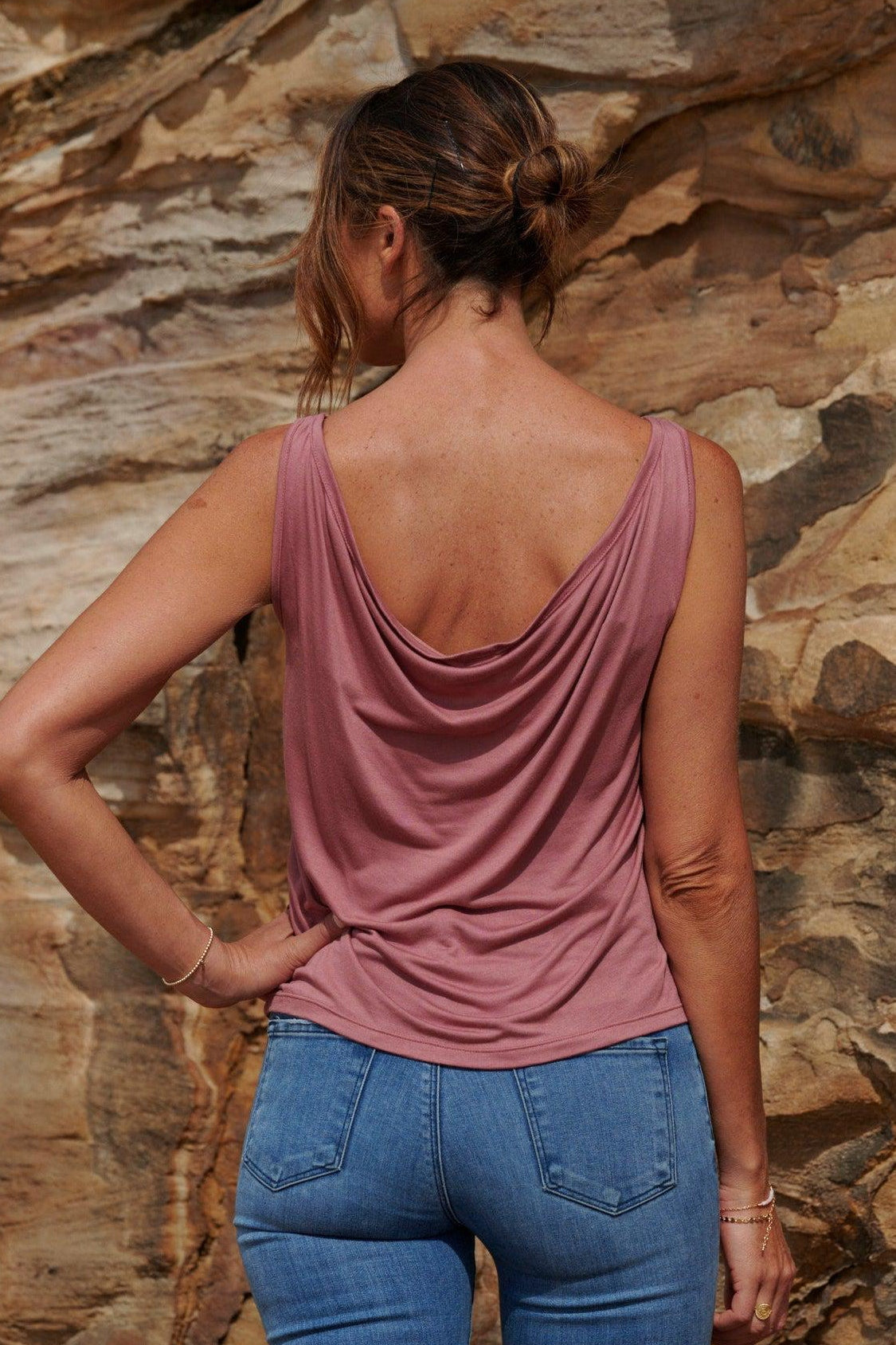 Grace 100% Bamboo Singlet ~ Rich Coral-Top-Harla