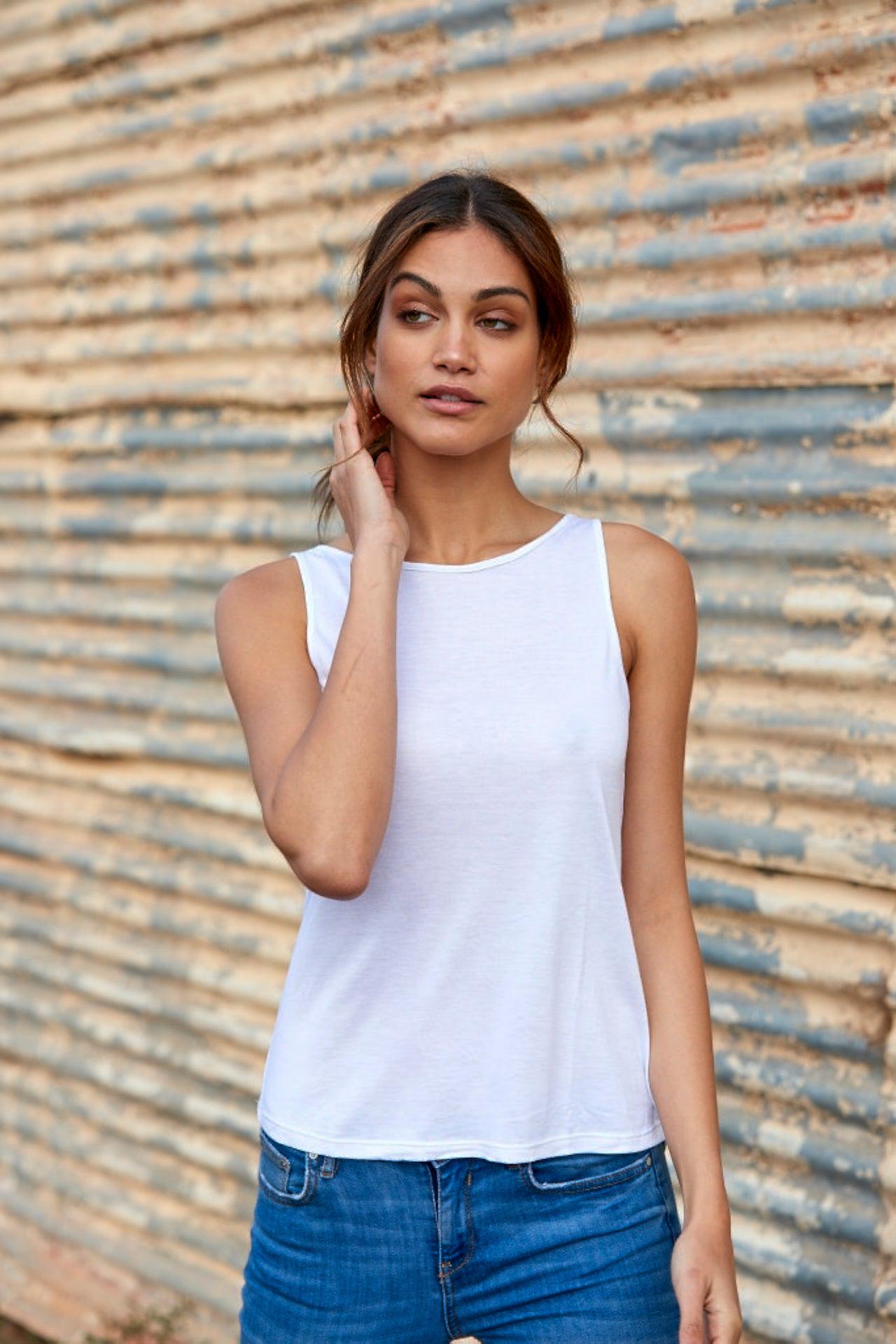 Grace 100% Bamboo Singlet ~ White-Top-Harla