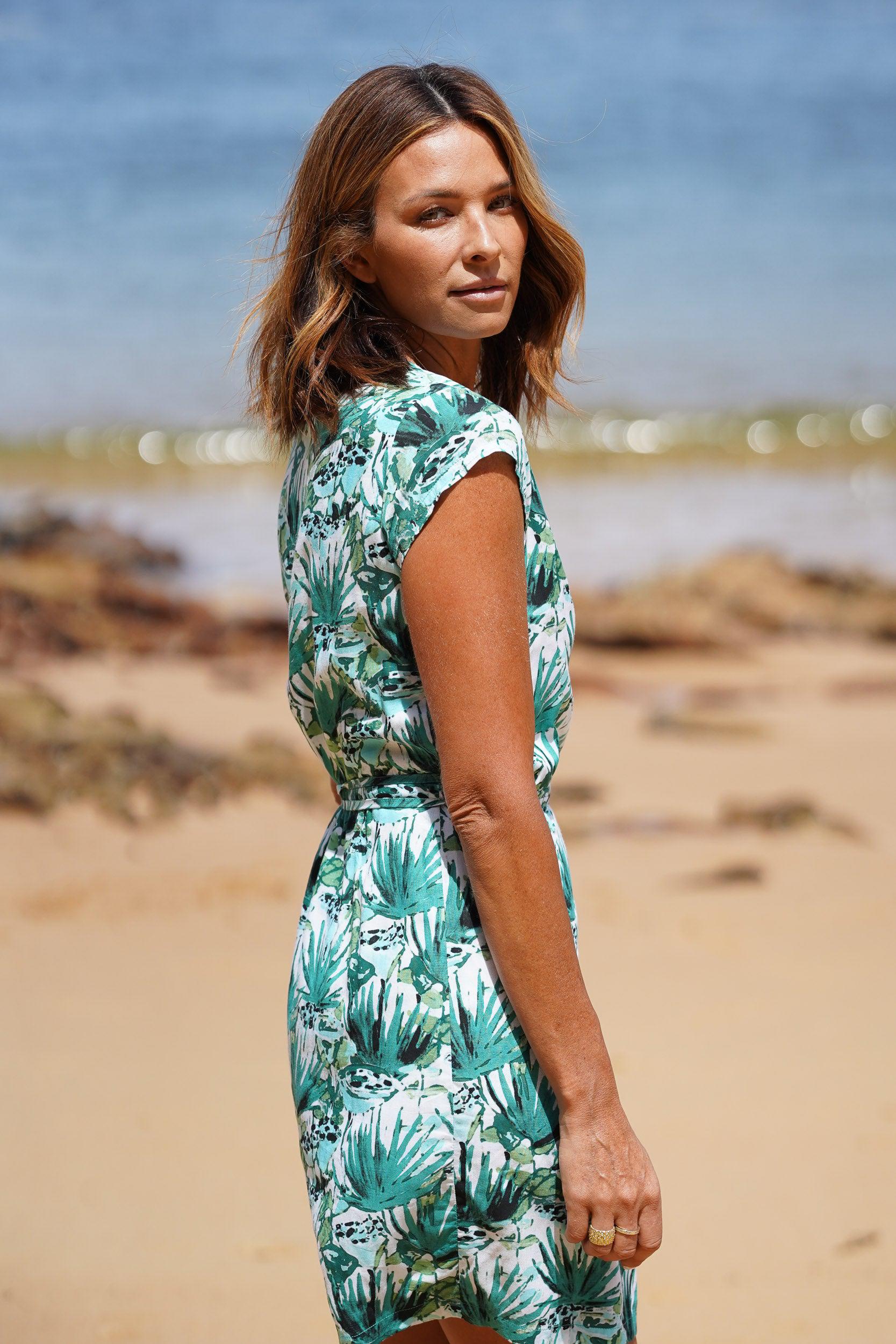 Lena Mini Wrap Dress ~ Forest Green-Dress-Harla