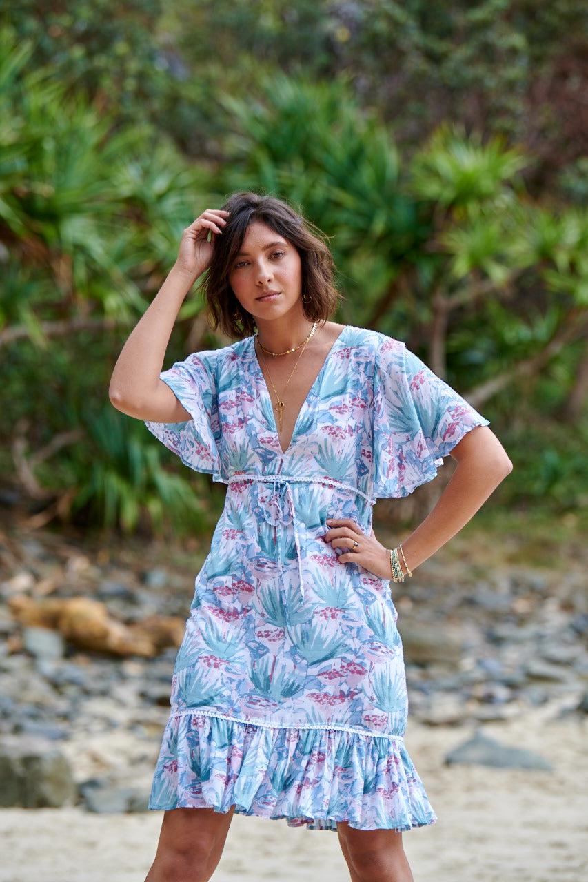 Lilly Babydoll Dress ~ Tropical Green-On sale-Harla