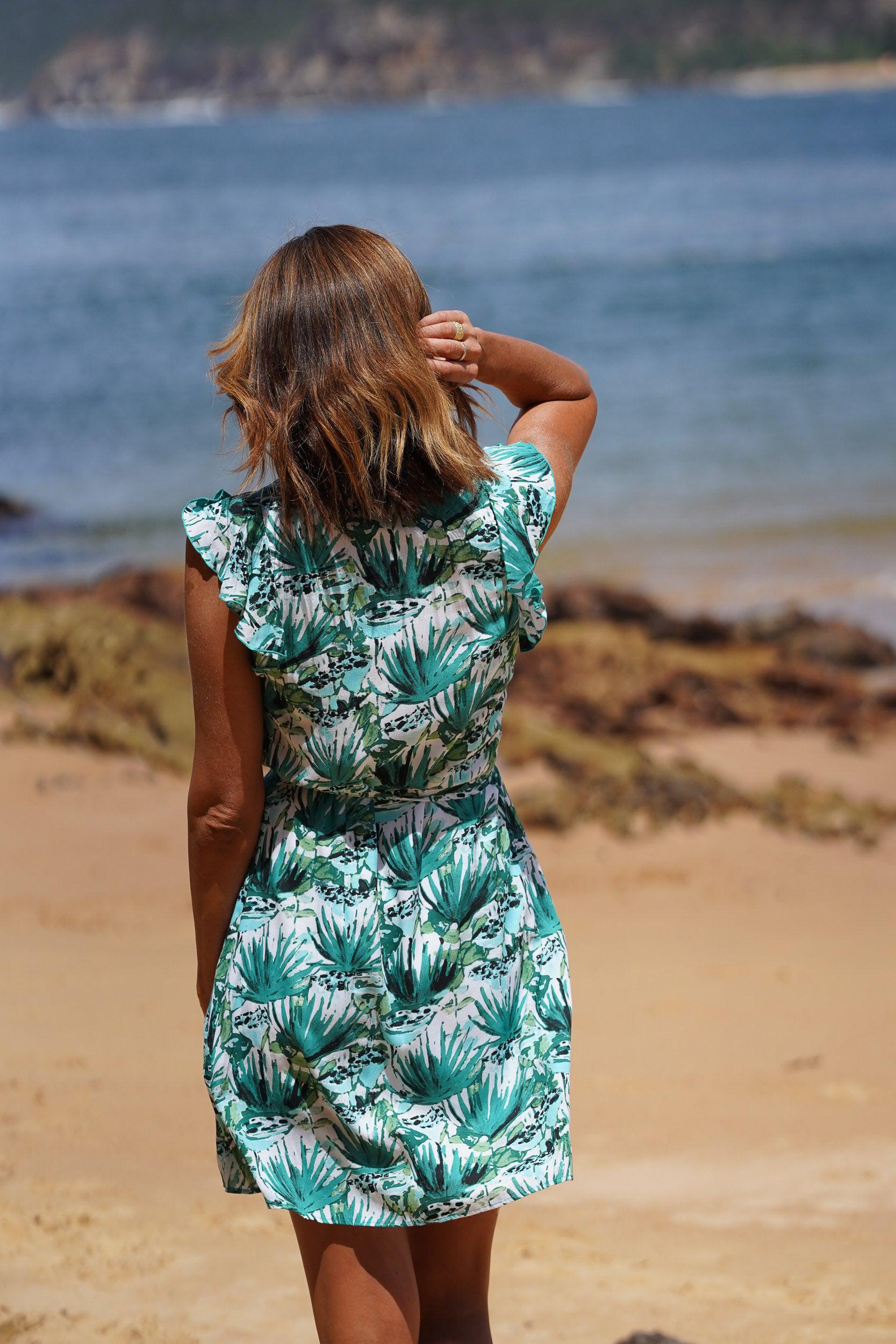 Mia Mini Wrap Dress ~ Forest Green-Dress-Harla