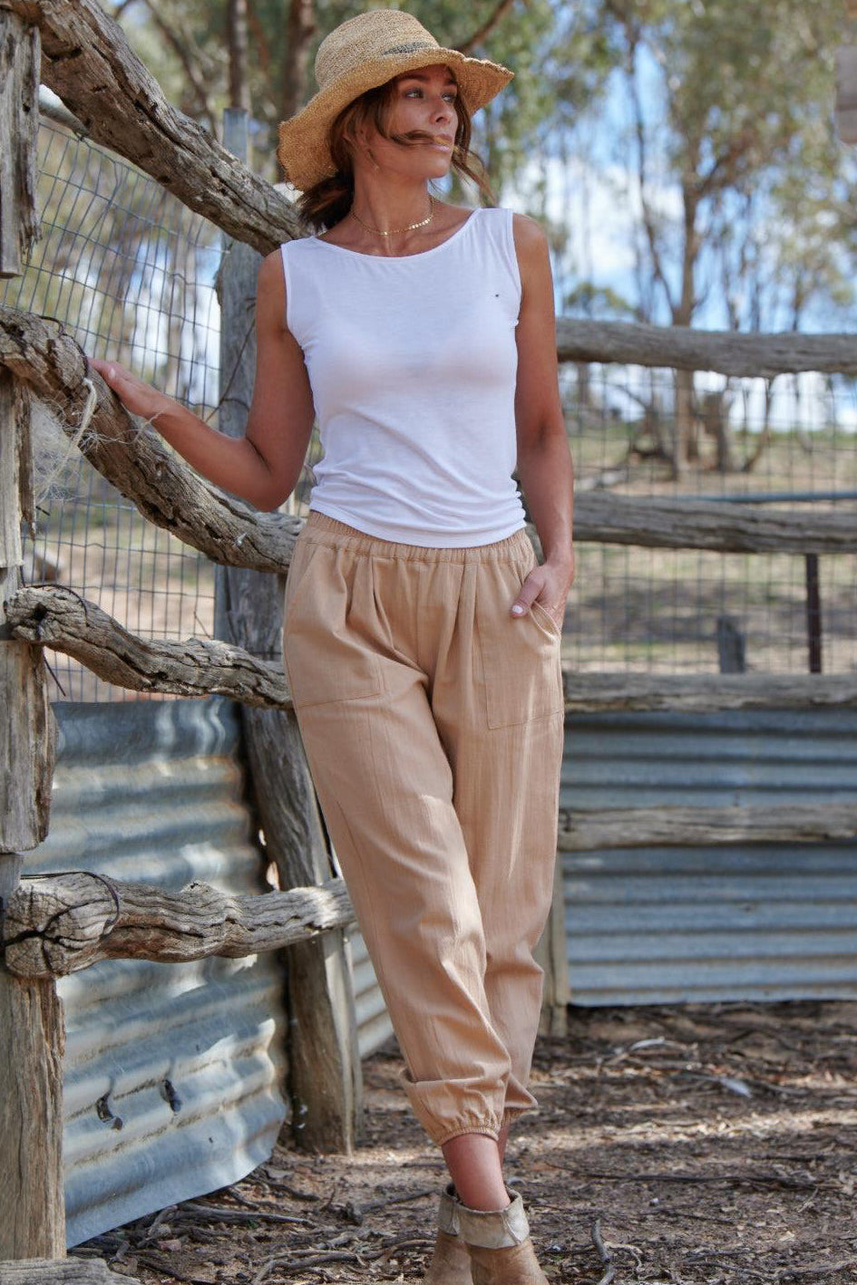 Ruby 100% Cotton Trousers ~ Maple-Trousers-Harla