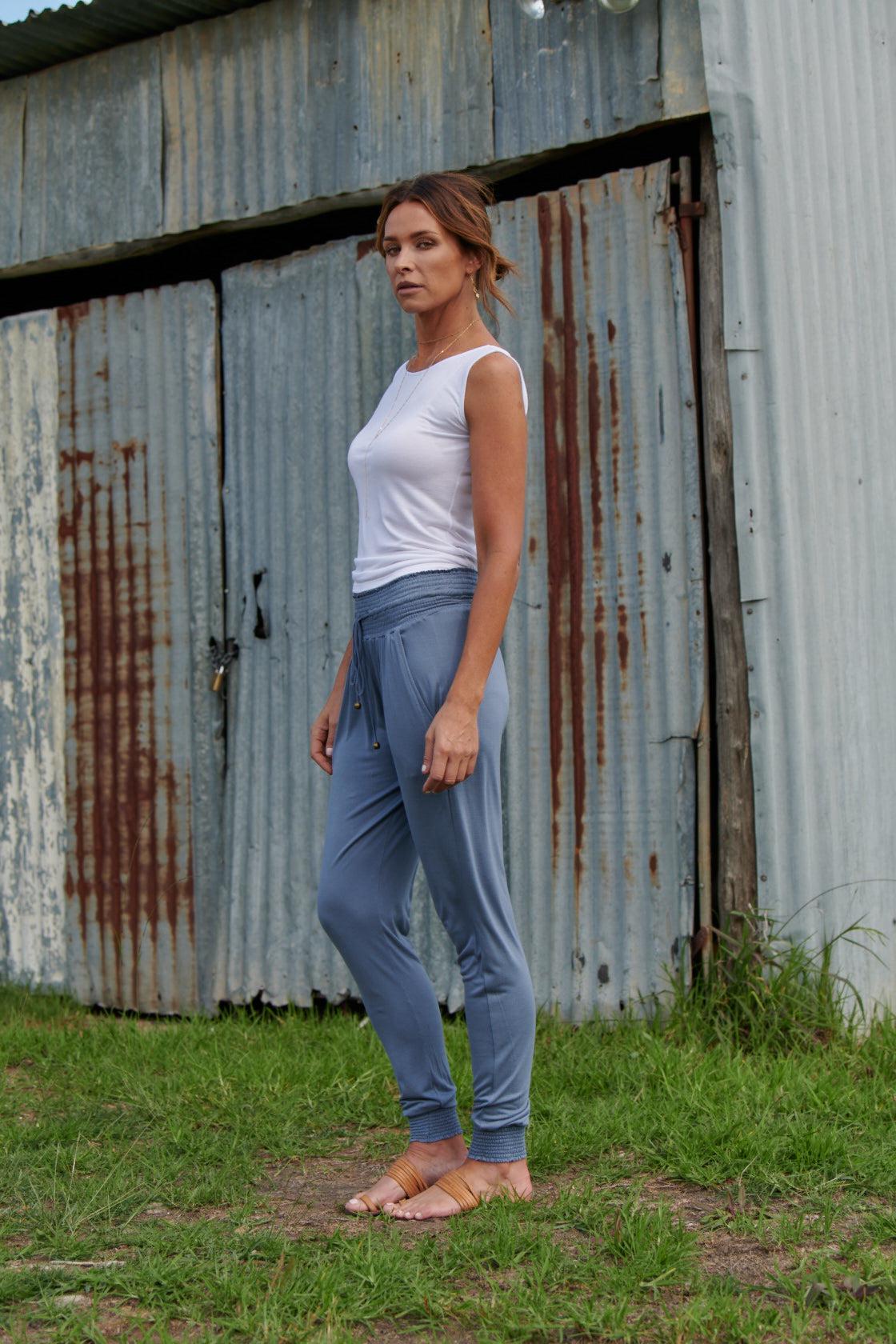 Tyler 100% Bamboo Pants ~ Blue-Pants-Harla