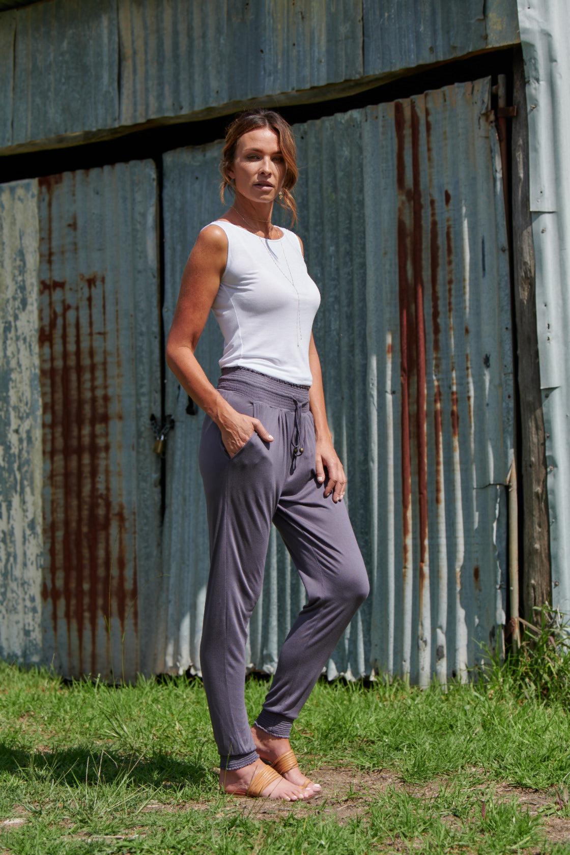 Tyler 100% Bamboo Pants ~ Charcoal-Pants-Harla