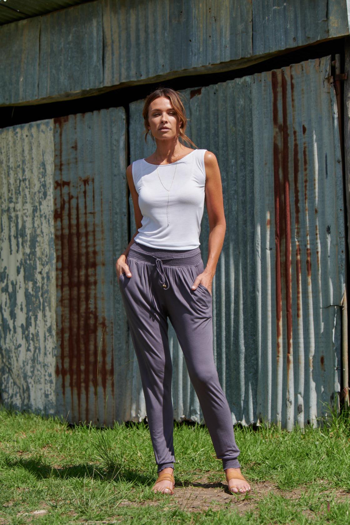 Tyler 100% Bamboo Pants ~ Charcoal-Pants-Harla