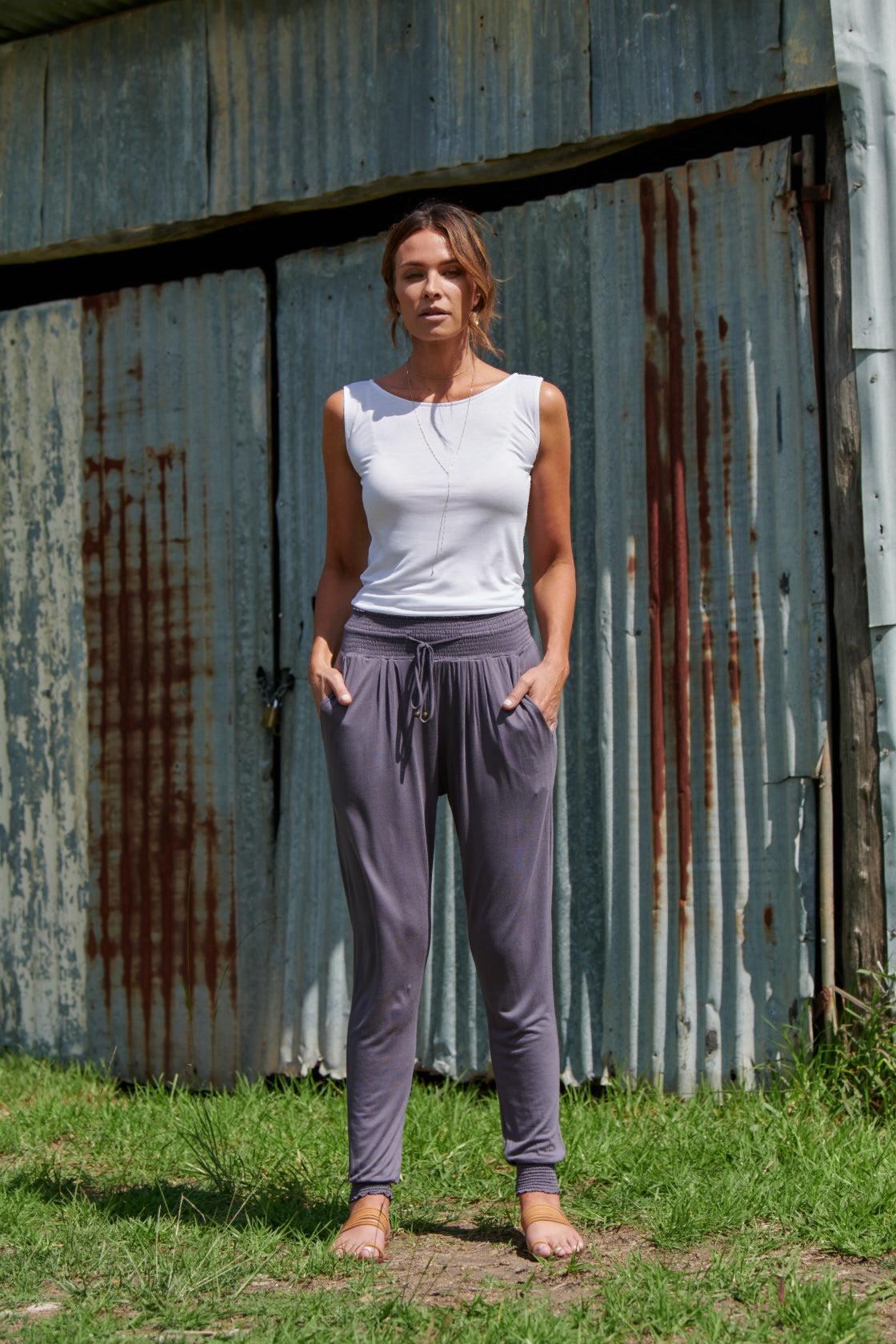 Tyler 100% Bamboo Pants ~ Charcoal-Pants-Harla