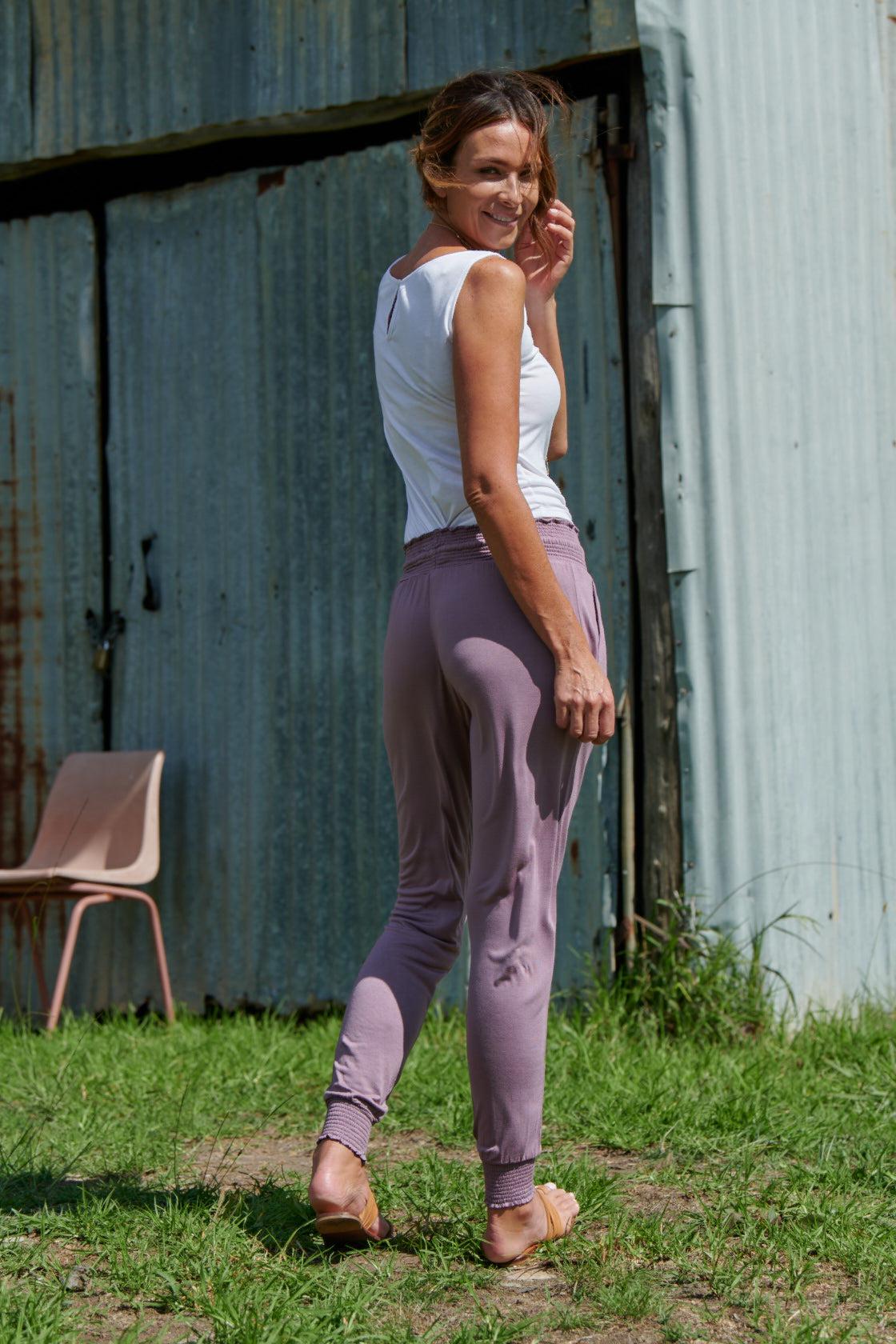 Tyler 100% Bamboo Pants ~ Mauve-Pants-Harla