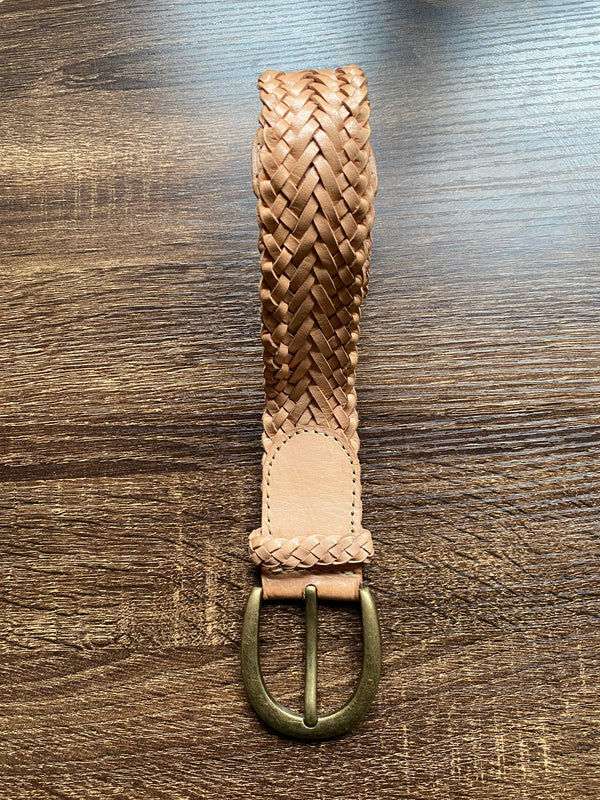 Mish 100% Leather Woven Belt ~ Nude