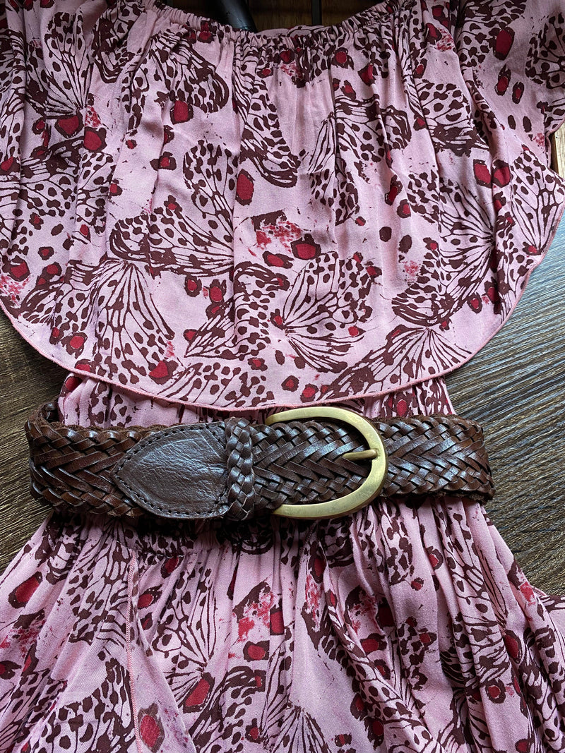 Mish 100% Leather Woven Belt ~ Rich Chocolate