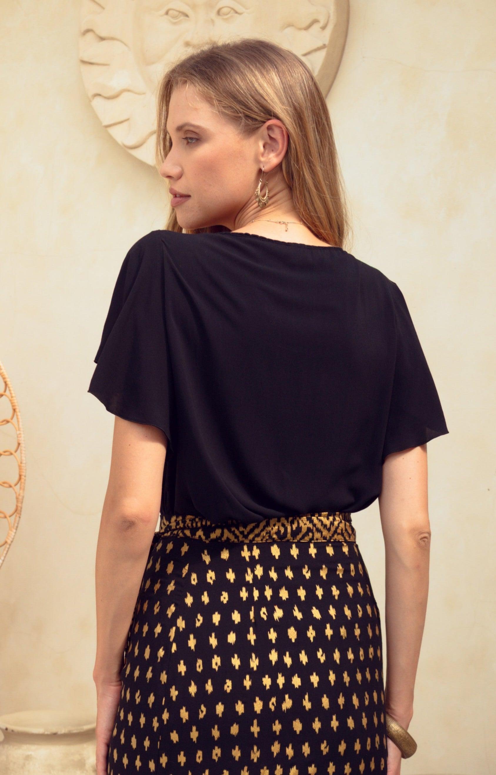 Amelia Bell Sleeve Blouse ~ Black