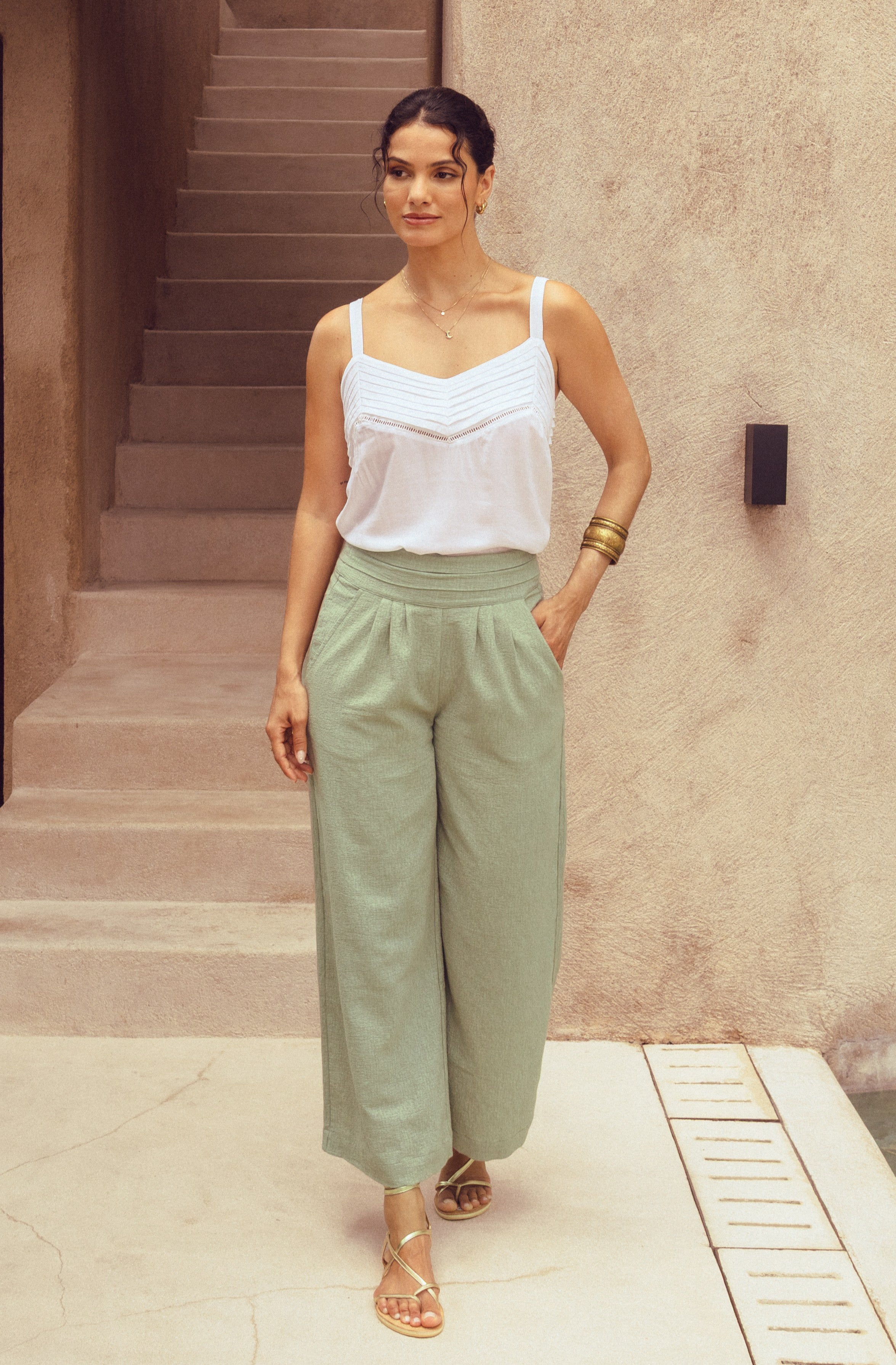 Coco Cotton-Linen Pants ~ Olive