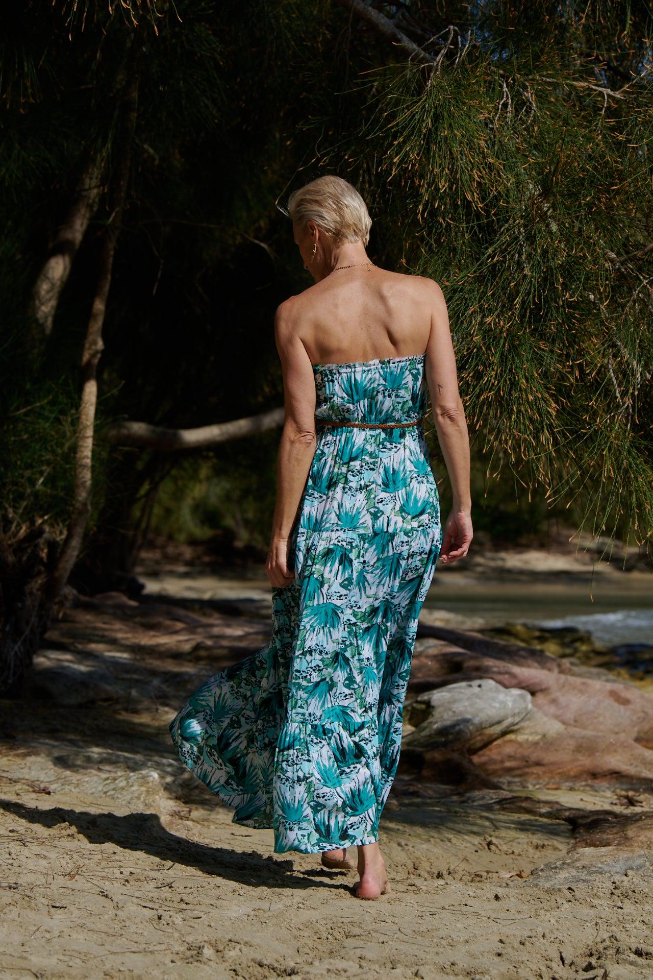 Florence Strapless Dress ~ Forest Green | SAMPLE