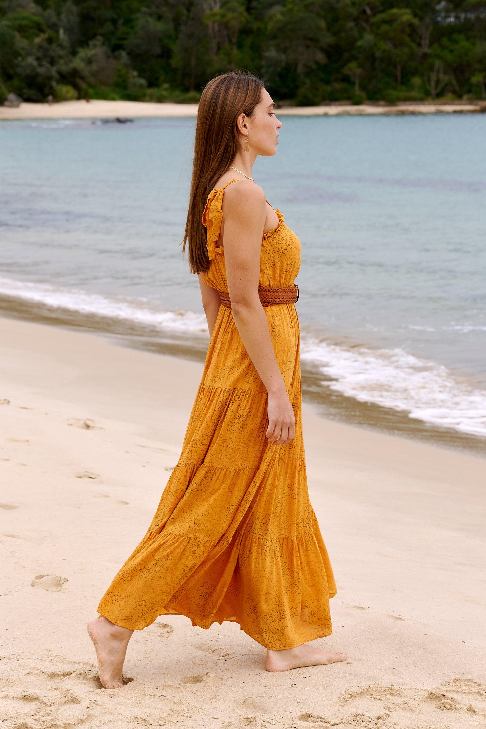 Florence Tiered Maxi Dress ~ Burnt Orange