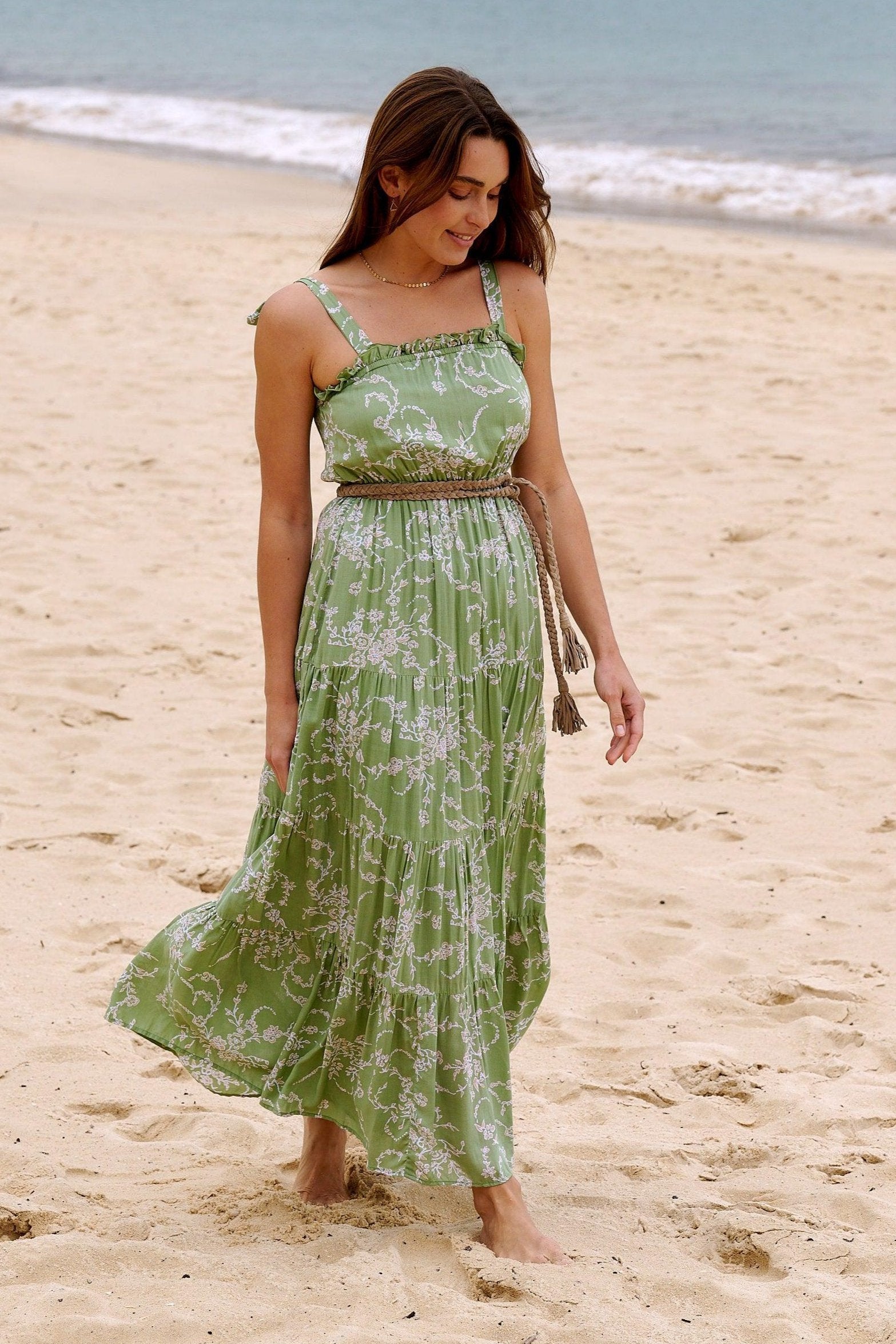 Florence Tiered Maxi Dress ~ Sage Floral