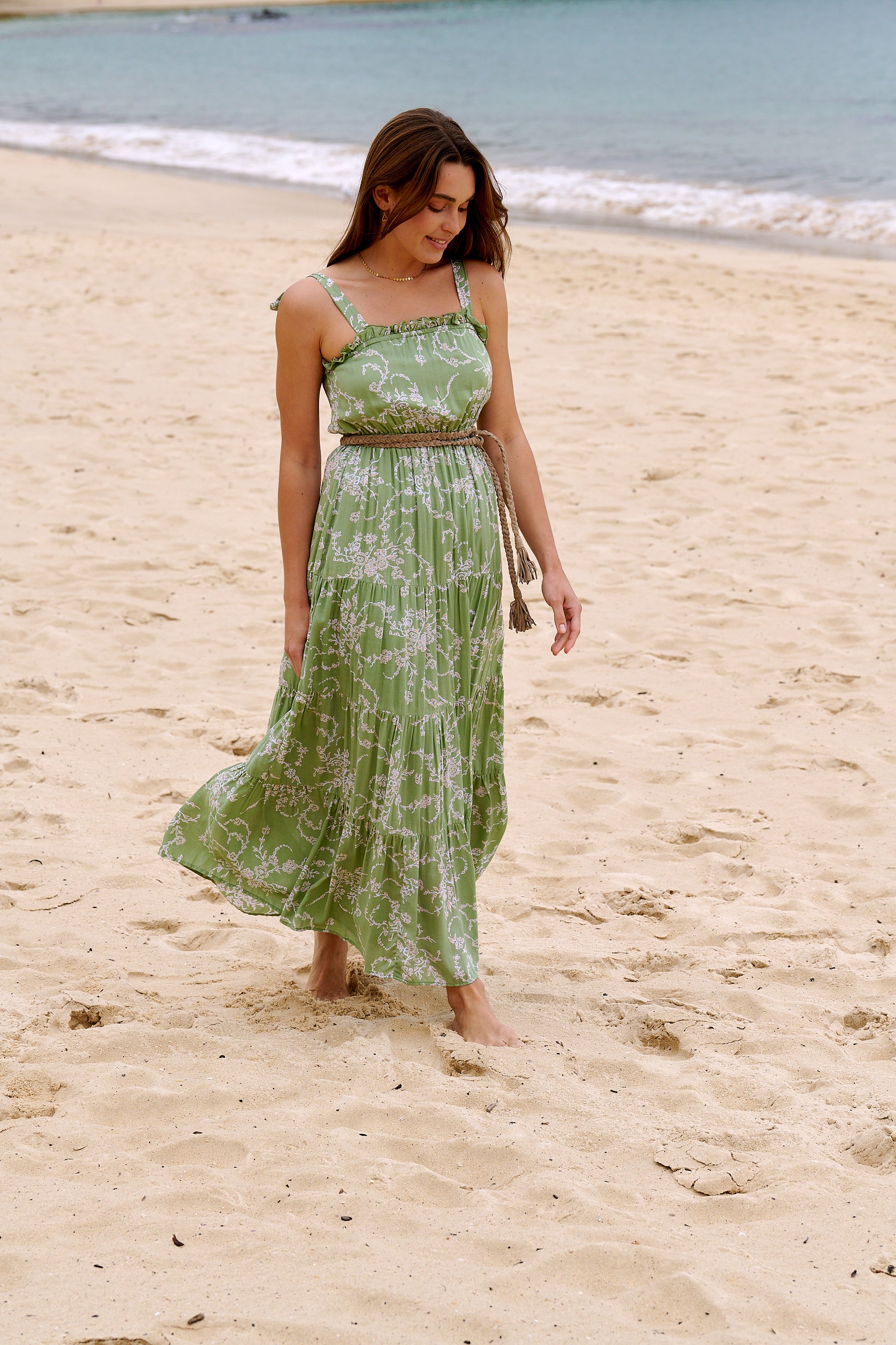 Florence Tiered Maxi Dress ~ Sage Floral