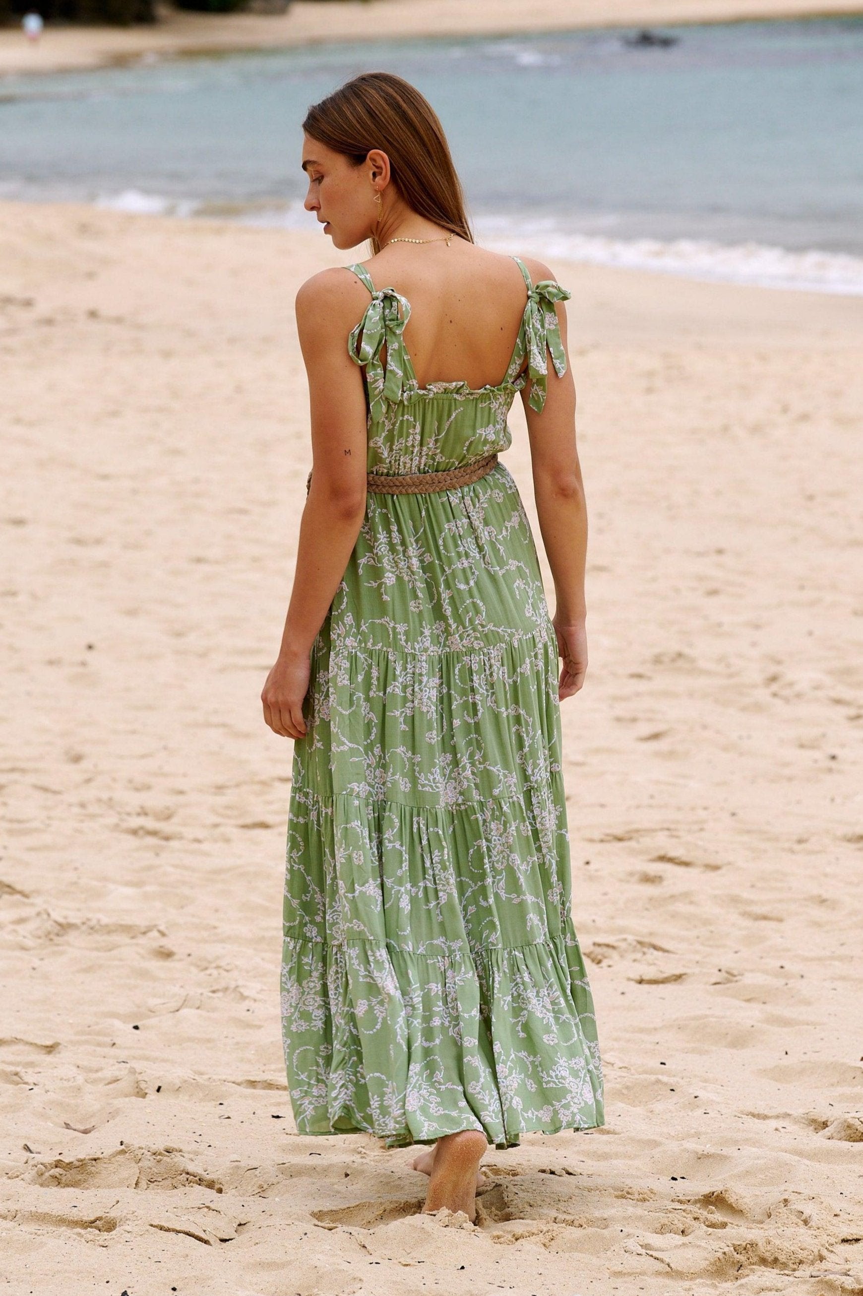 Florence Tiered Maxi Dress ~ Sage Floral