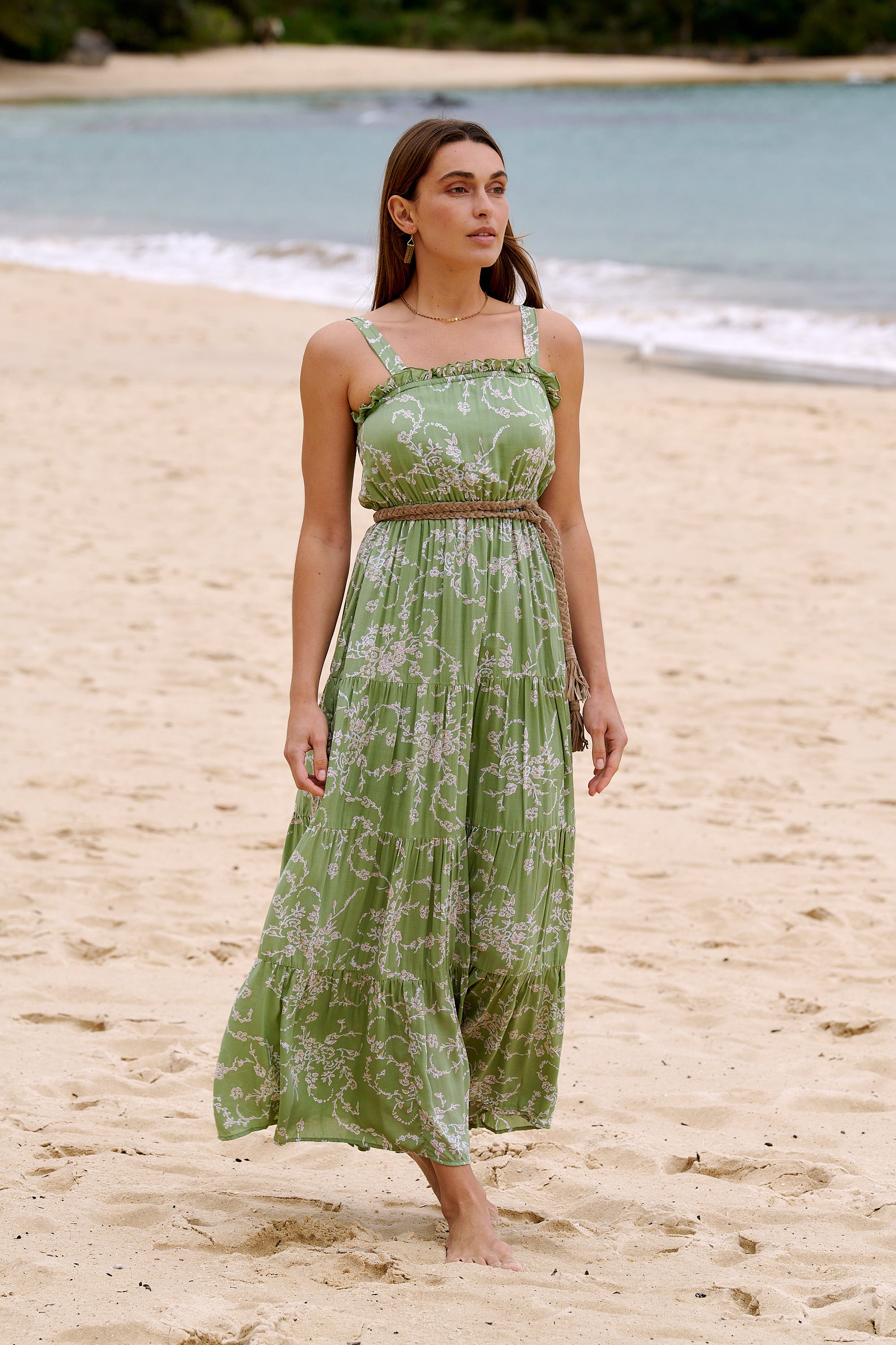 Florence Tiered Maxi Dress ~ Sage Floral