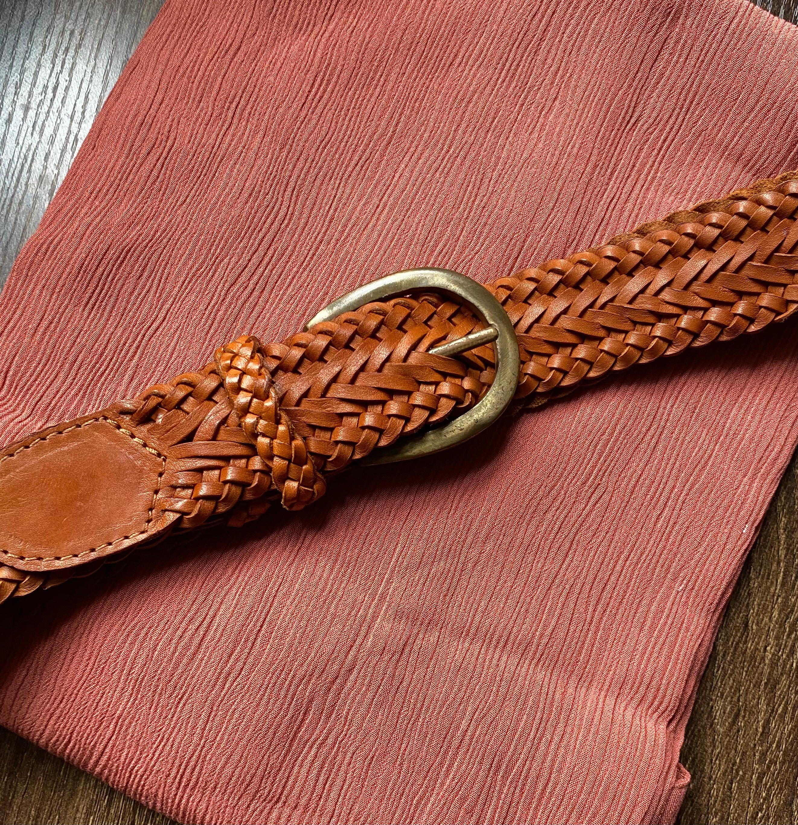 Mish 100% Leather Woven Belt ~ Golden Tan