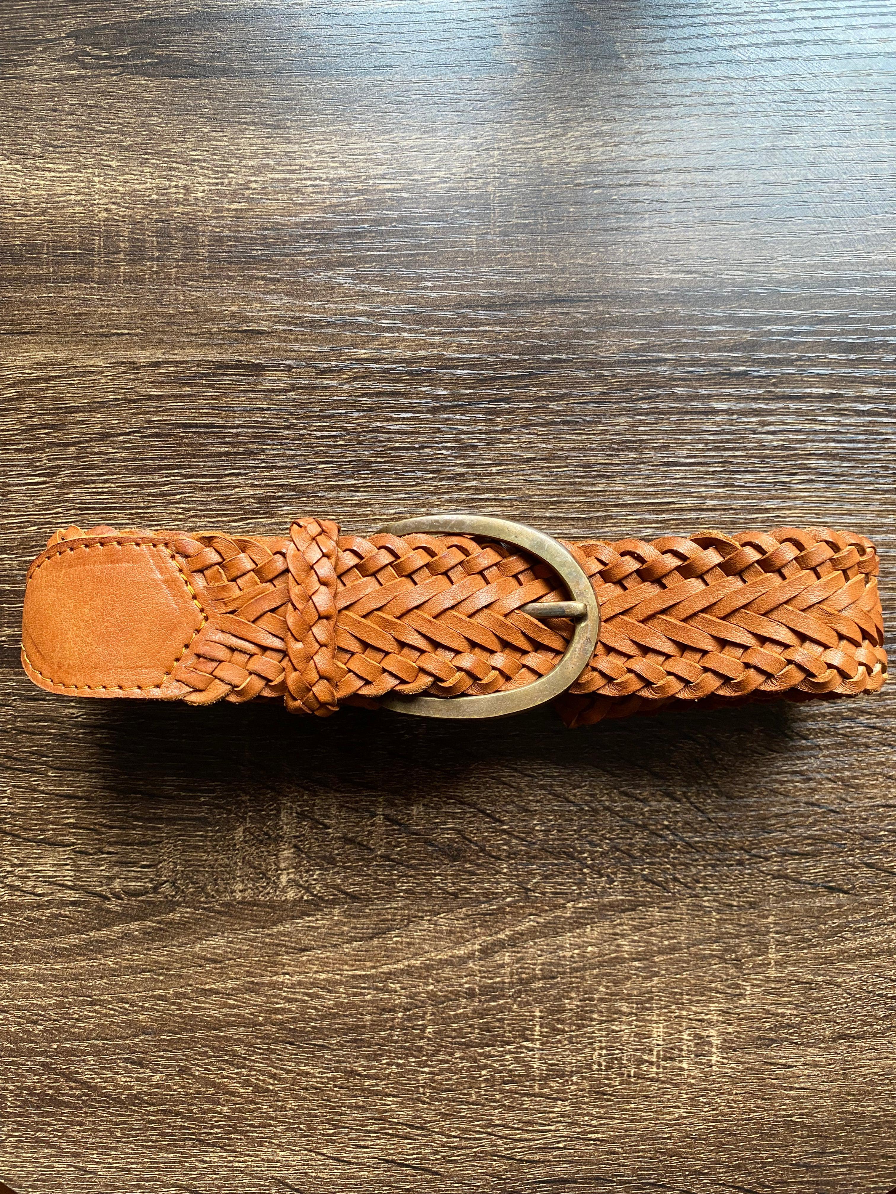Mish 100% Leather Woven Belt ~ Golden Tan
