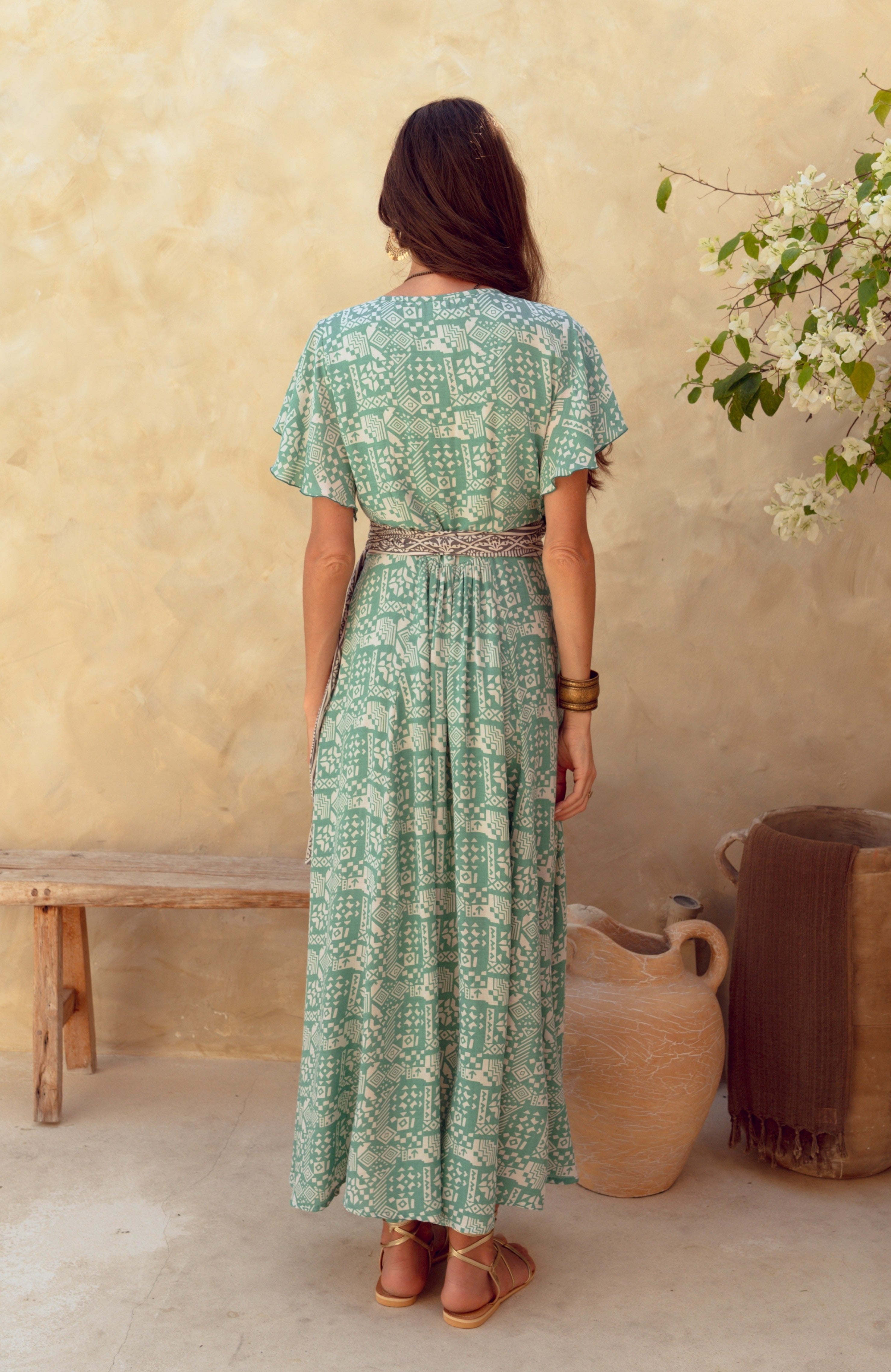 Isabel Maxi Wrap Dress ~ Jade