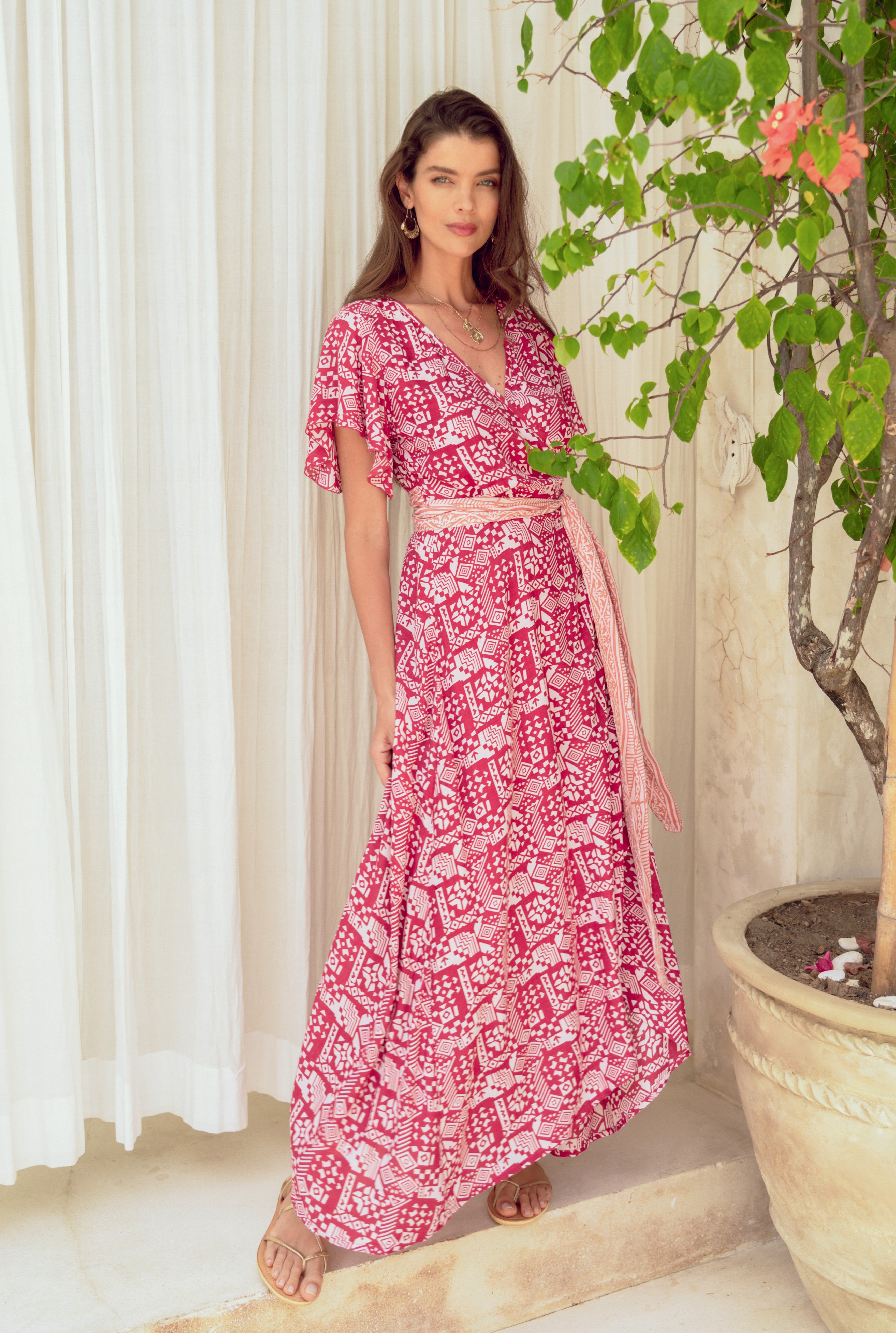 Isabel Maxi Wrap Dress ~ Ruby