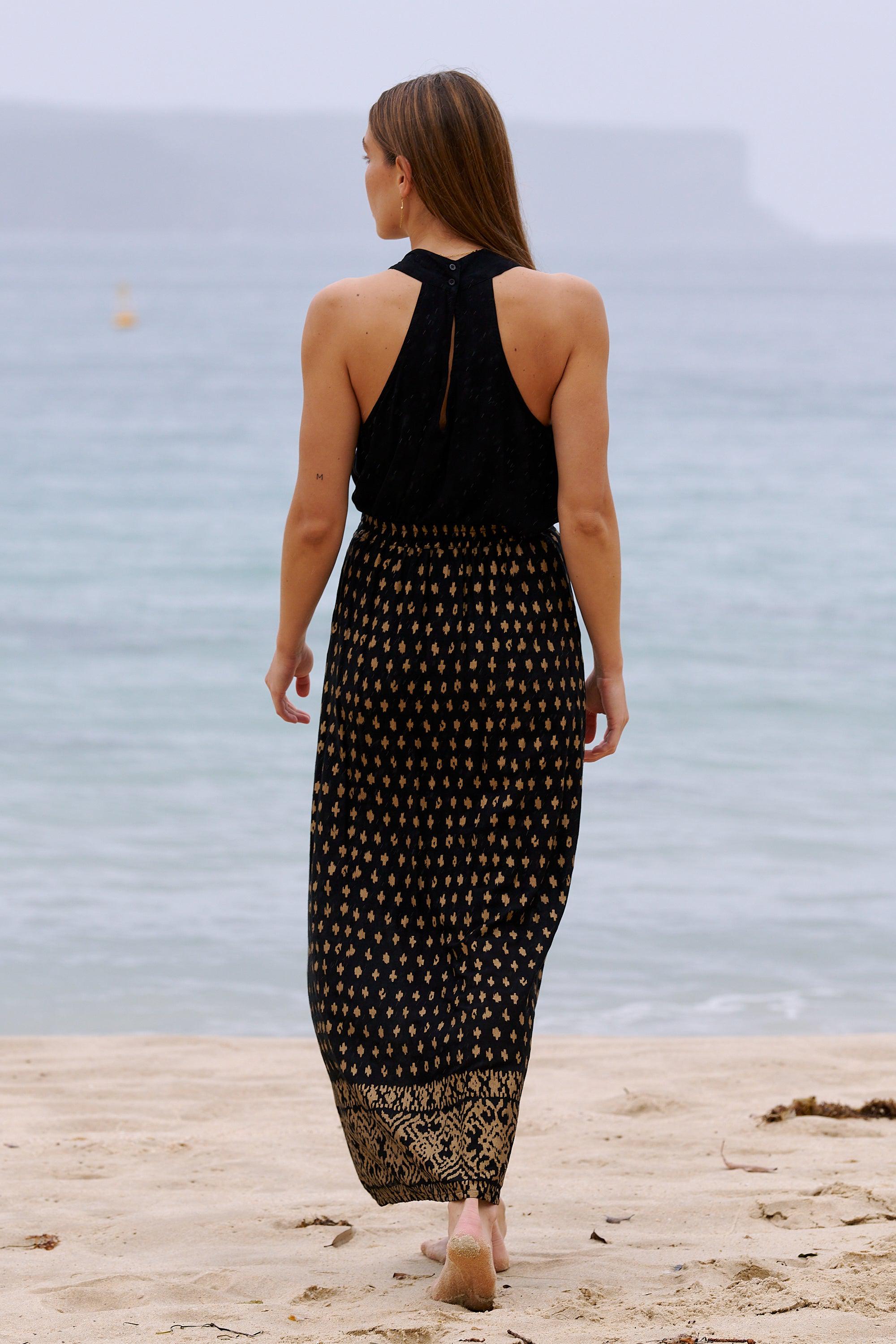 Mara Maxi Skirt ~ Black & Gold