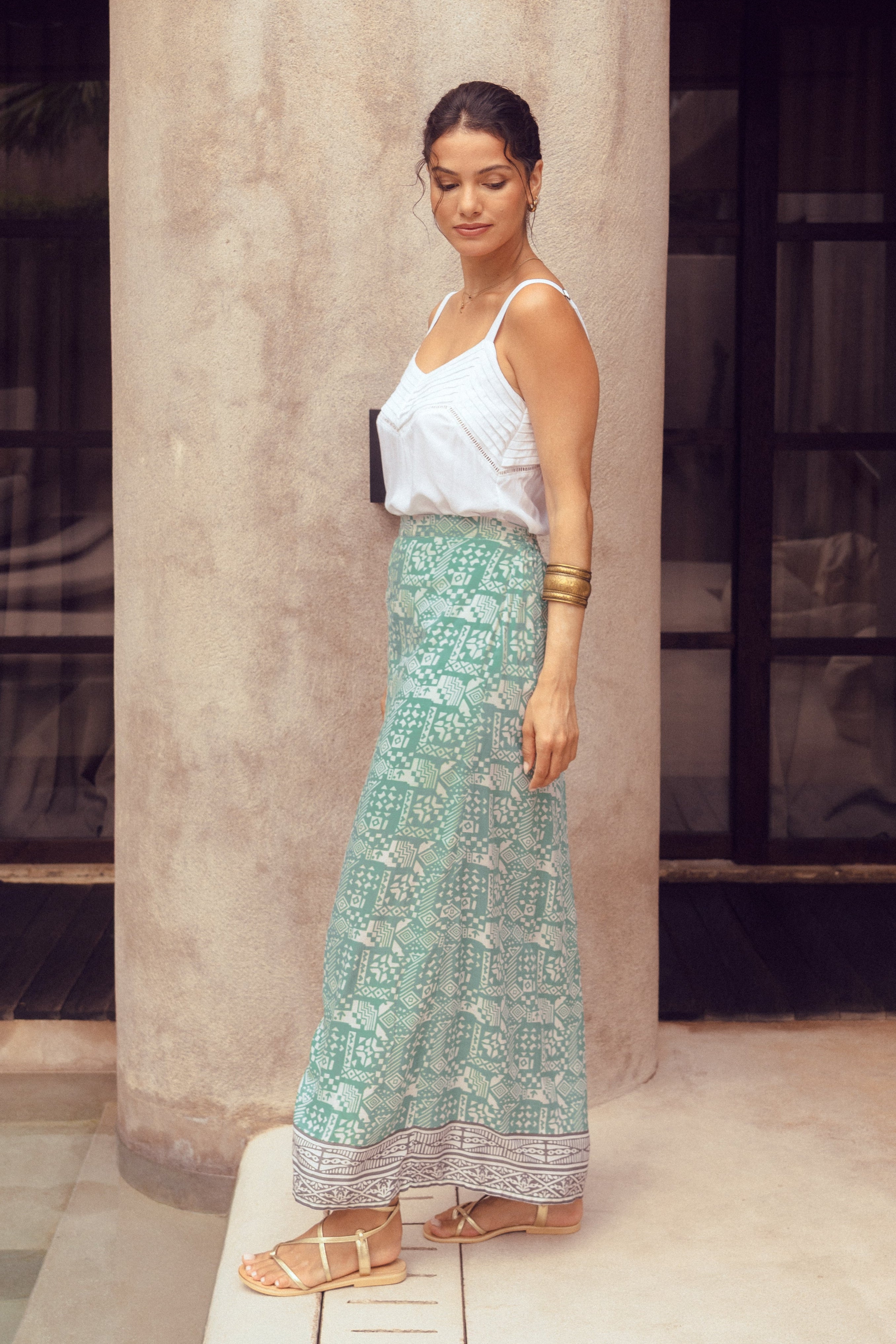 Mara Maxi Skirt ~ Emerald