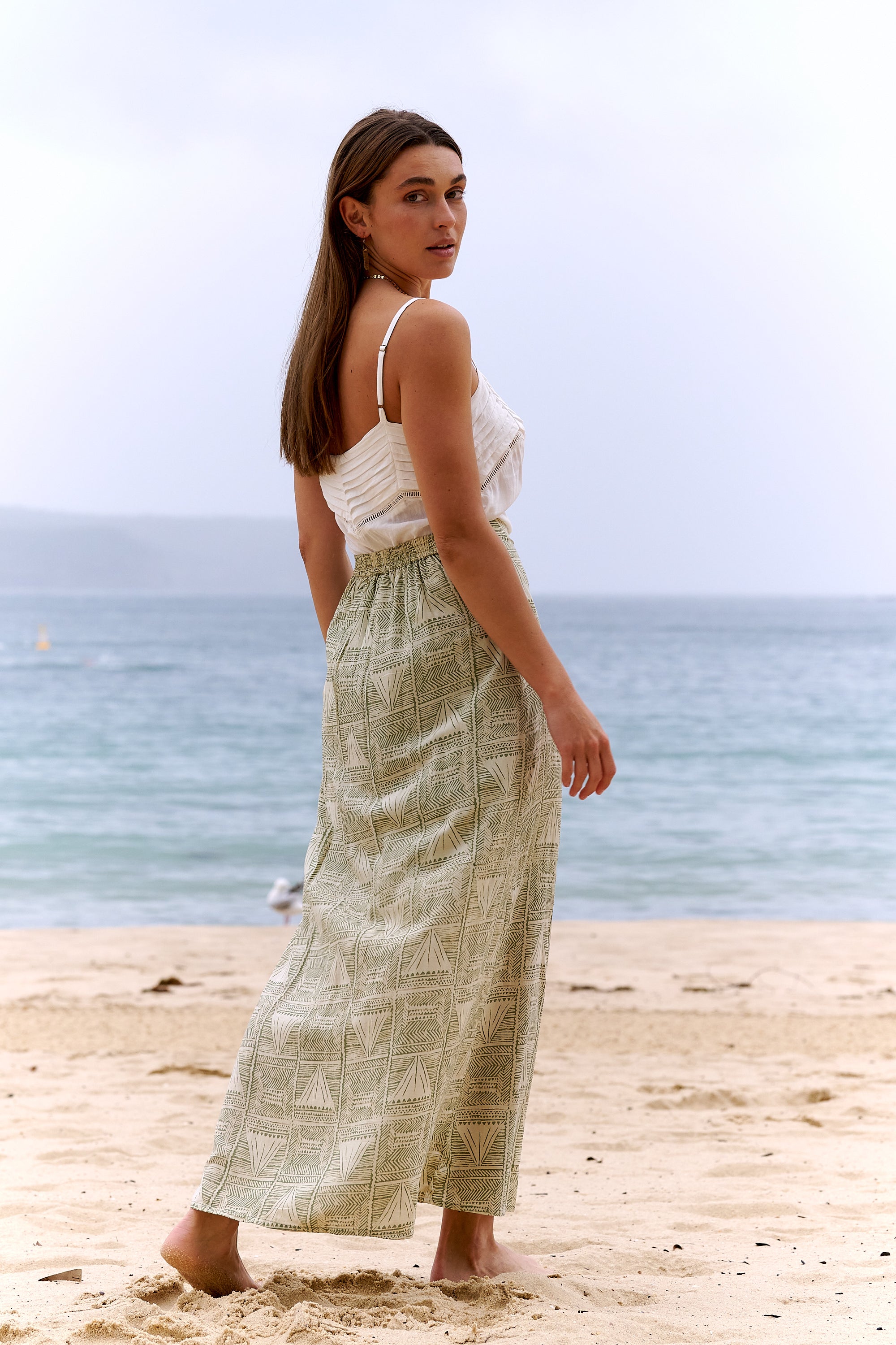 Mara Maxi Skirt ~ Olive & Sepia