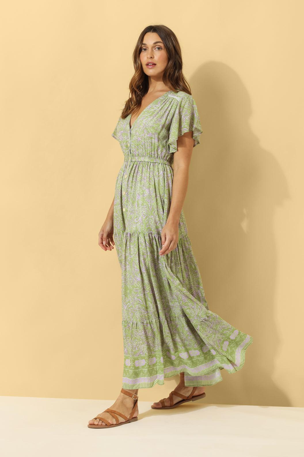 Margo Maxi Dress ~ Sage Batik